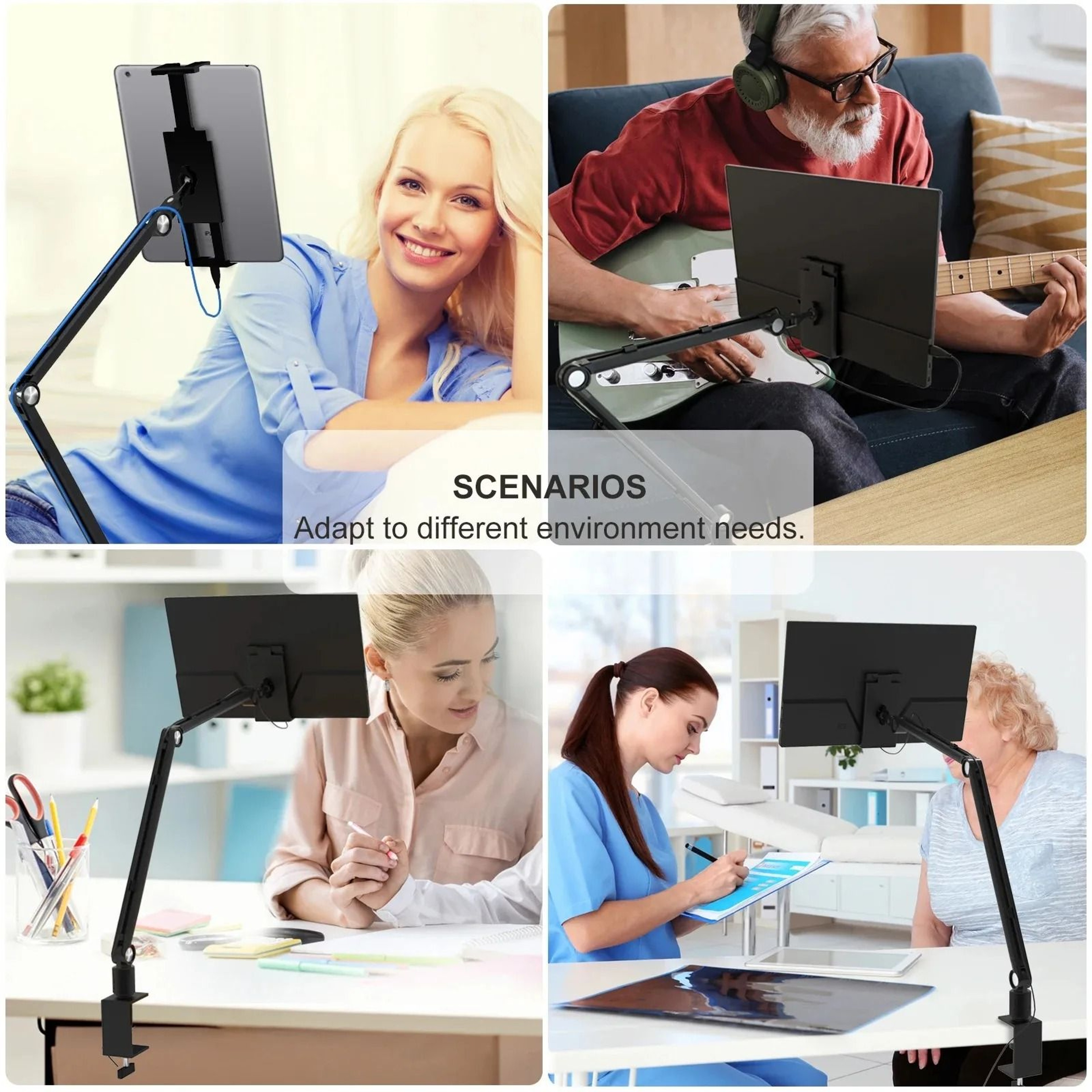 Adjustable Tablet Stand Holder With Rotating Arm For IPad And Portable Monitor 4
