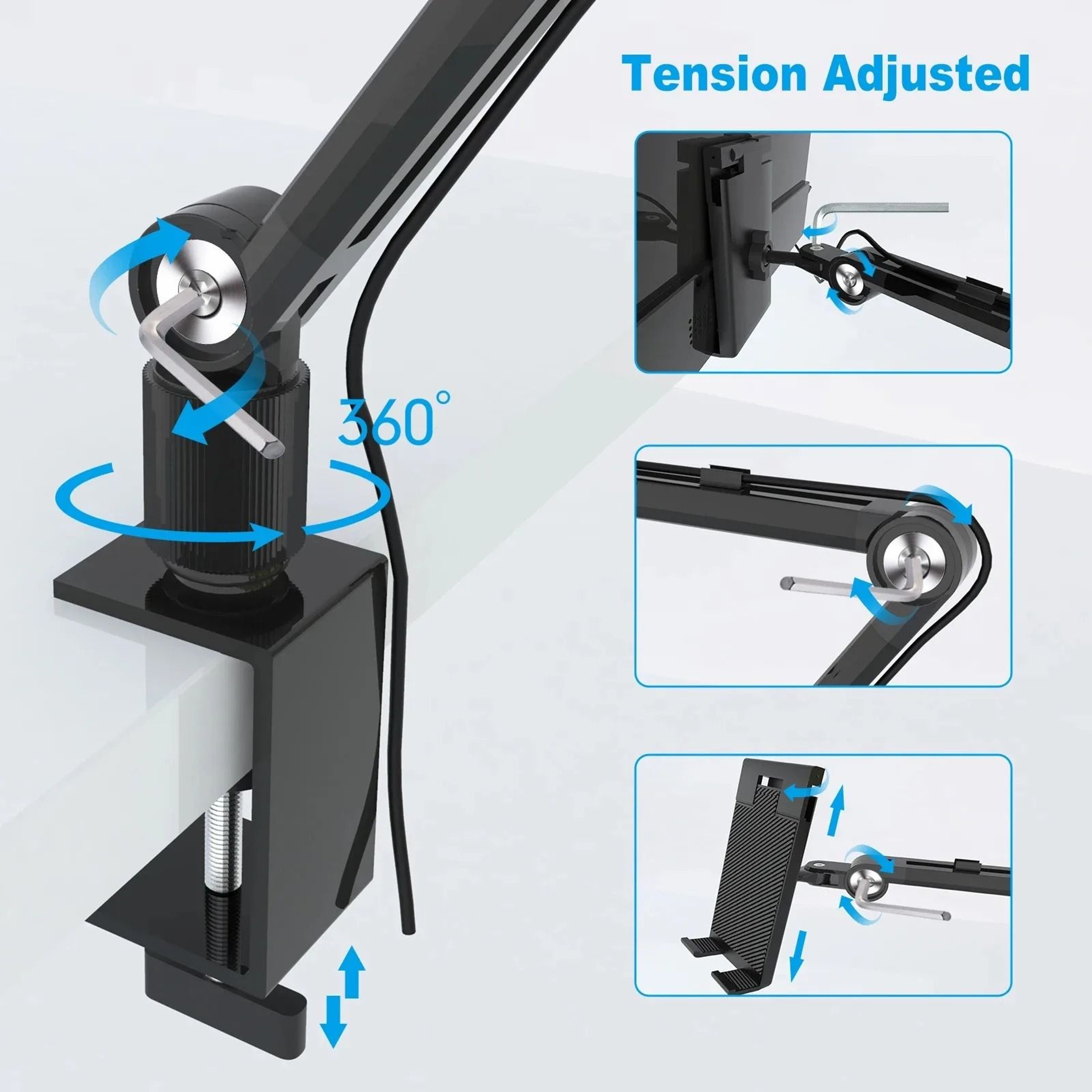 Adjustable Tablet Stand Holder With Rotating Arm For IPad And Portable Monitor 6