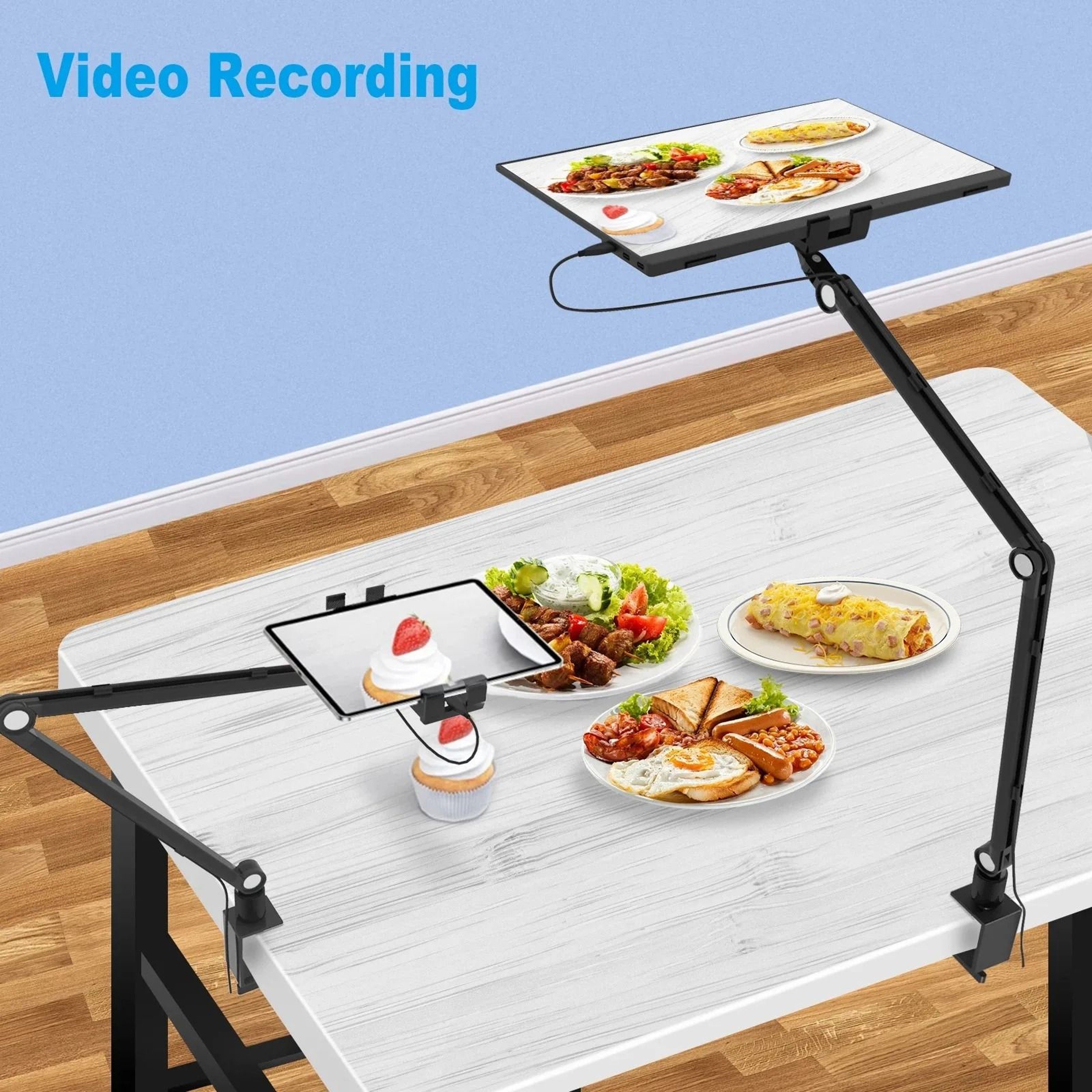 Portable Monitor Stand With Adjustable Aluminum Arm Rotating Tablet Holder For Desk 3