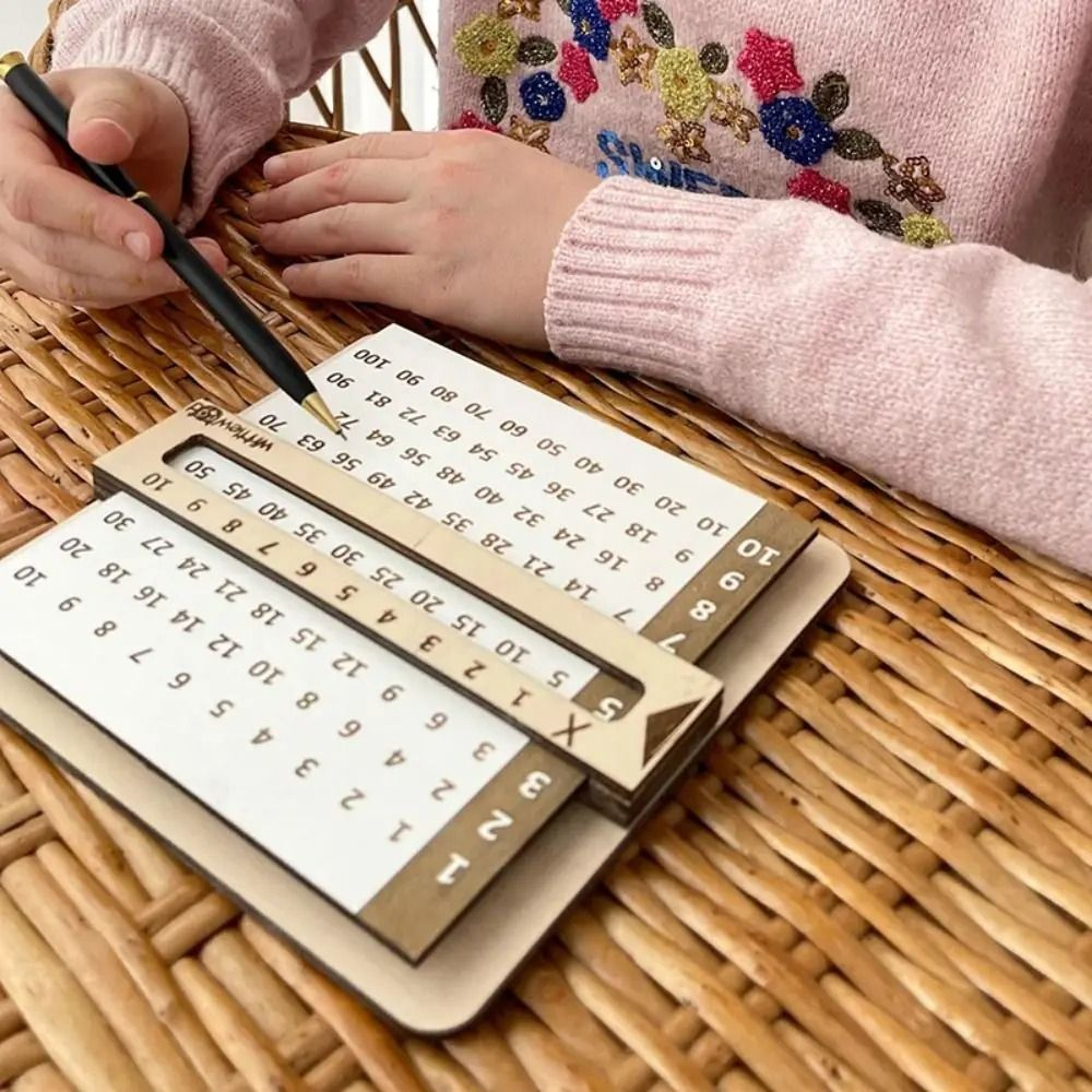 Wooden Montessori Multiplication Table Toy Kids Math Learning Board With Sliding Tiles 4