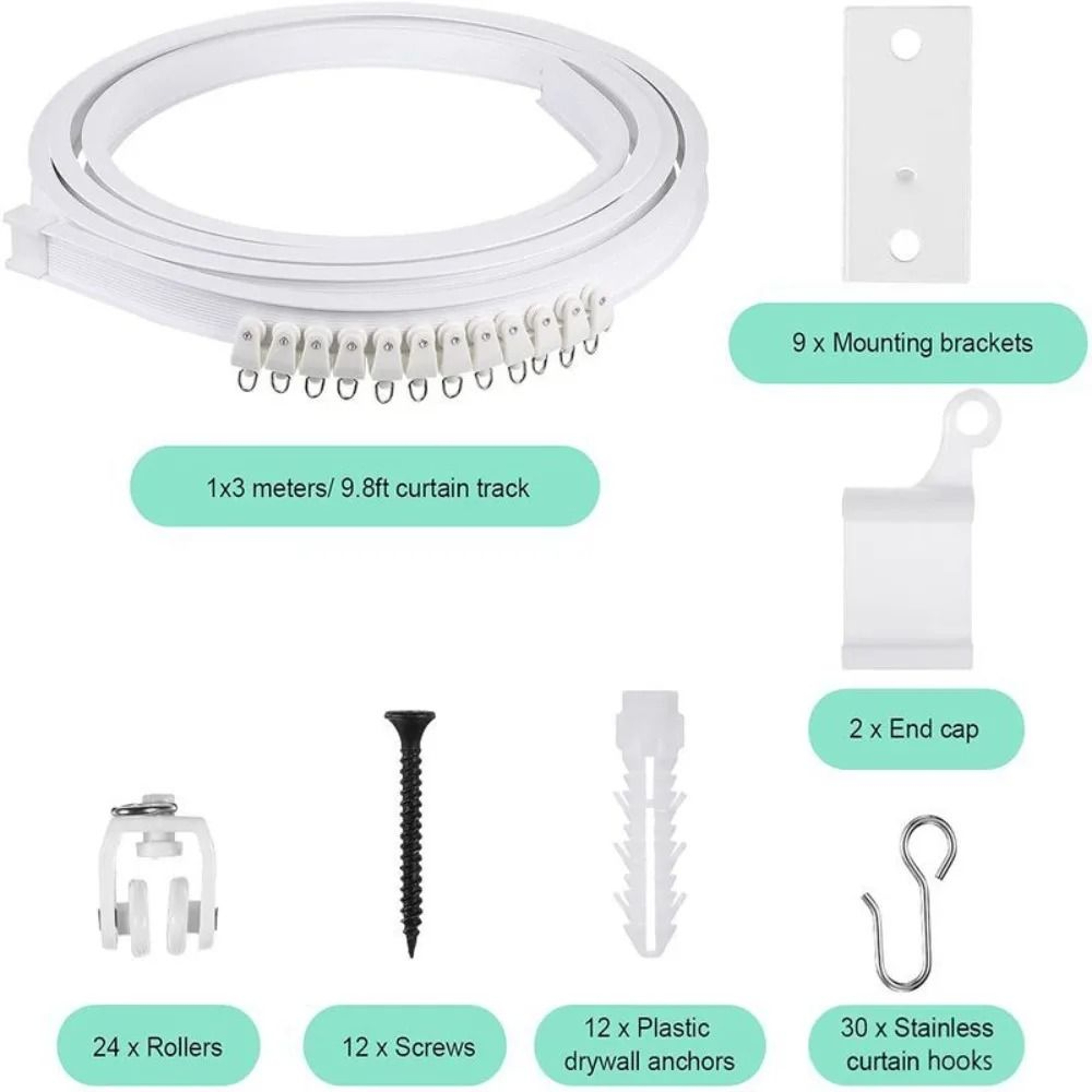 Modern Silent Curtain Track Rail Bendable Plastic Ceiling Curtain Track 6