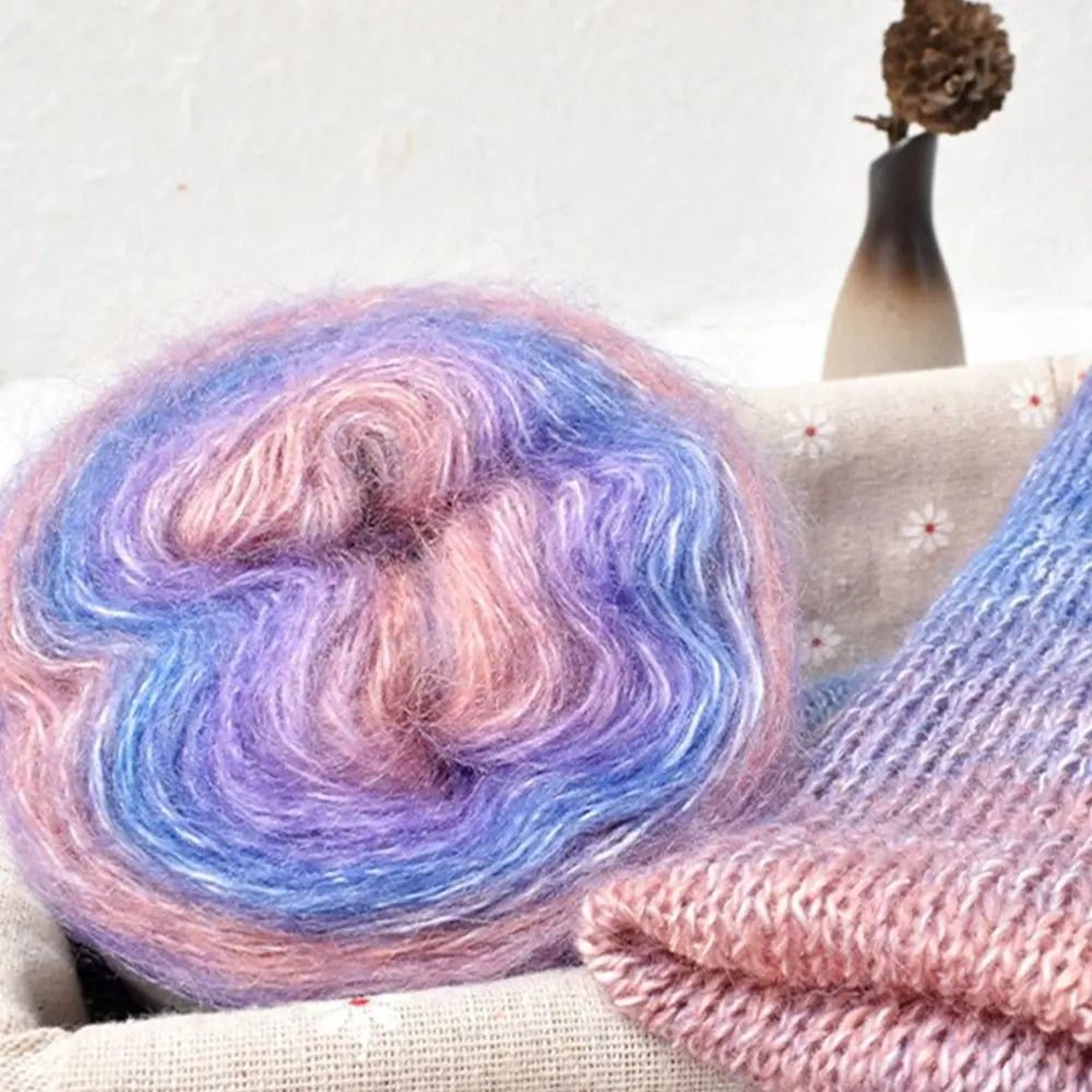 Rainbow Gradient Cake Yarn Cotton Blend Soft Crochet Lace Yarn 11
