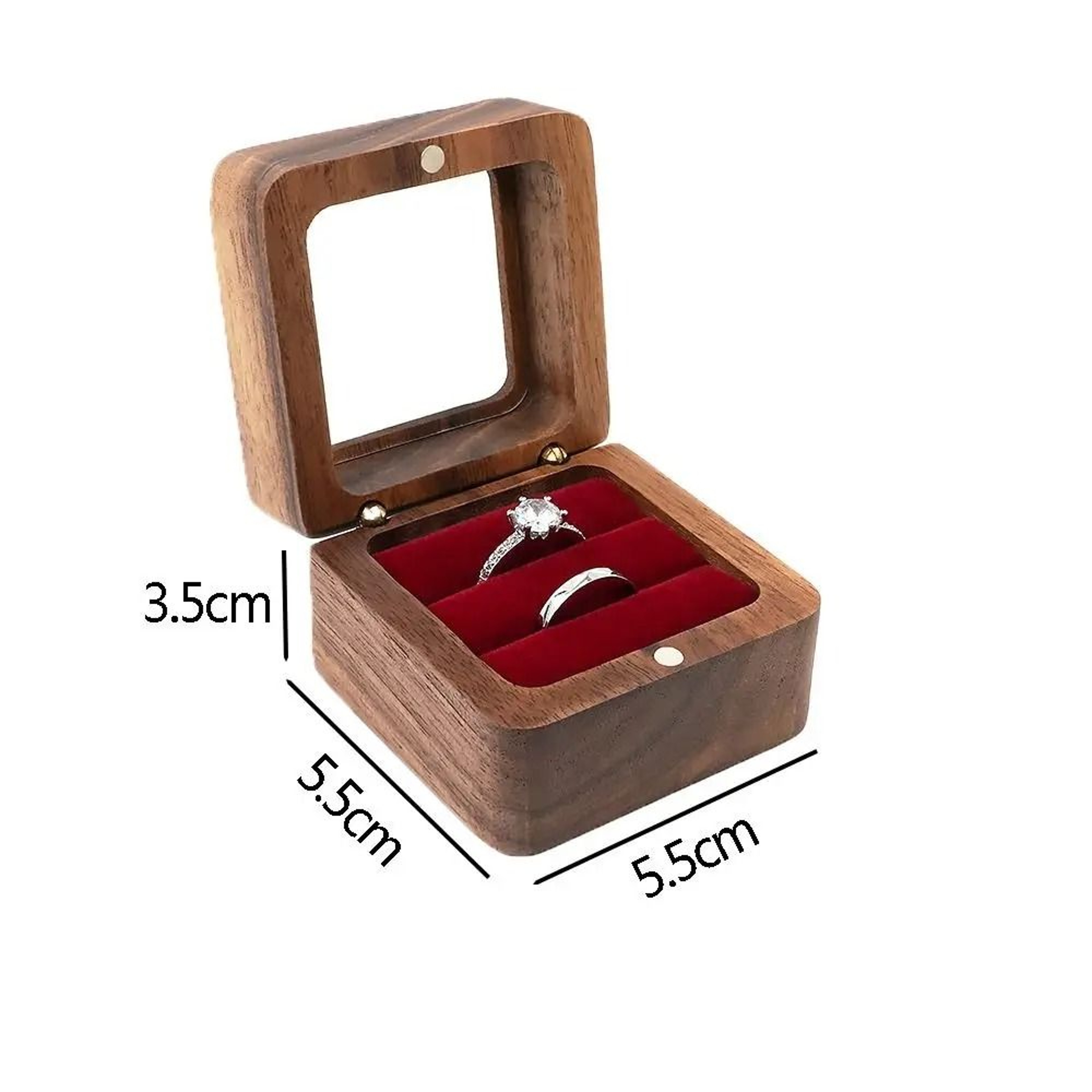 Wooden Ring Box Engagement Wedding Jewelry Display Holder 9