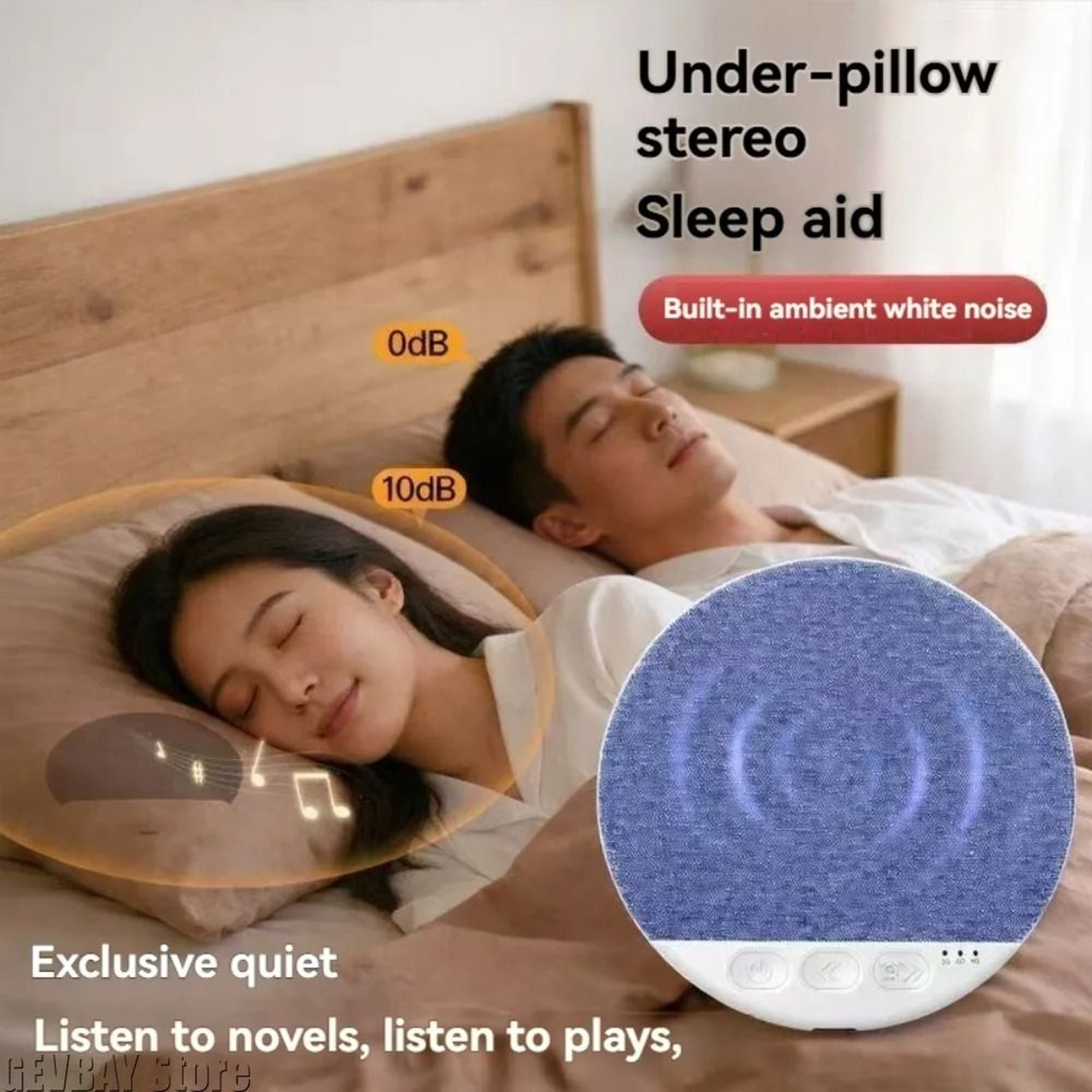 Bluetooth Pillow Speaker With White Noise Sleep Machine Under Pillow Audio Device 2
