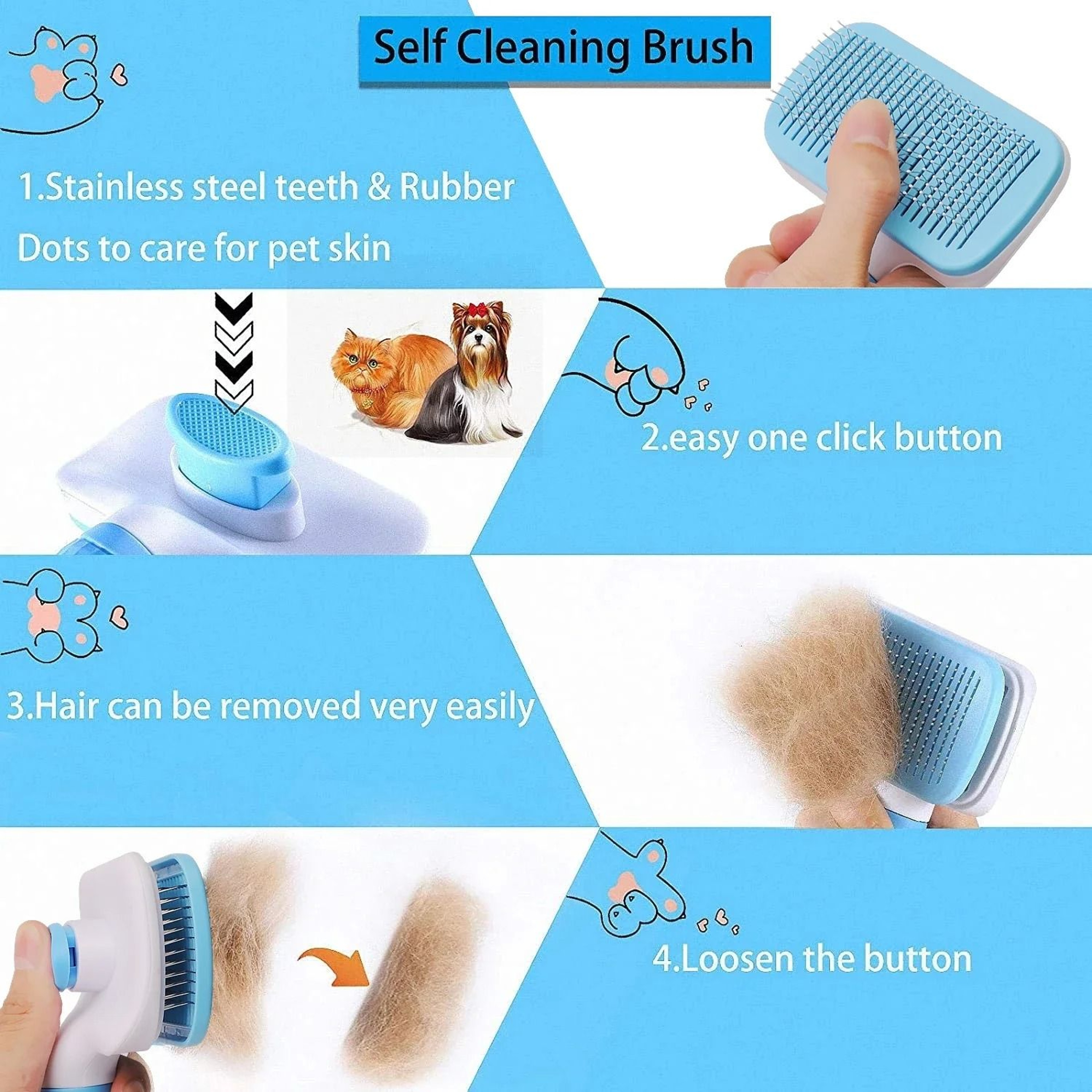 Dog Hair Remover Brush Pet Grooming Comb For Cats And Dogs Deshedding Tool 9