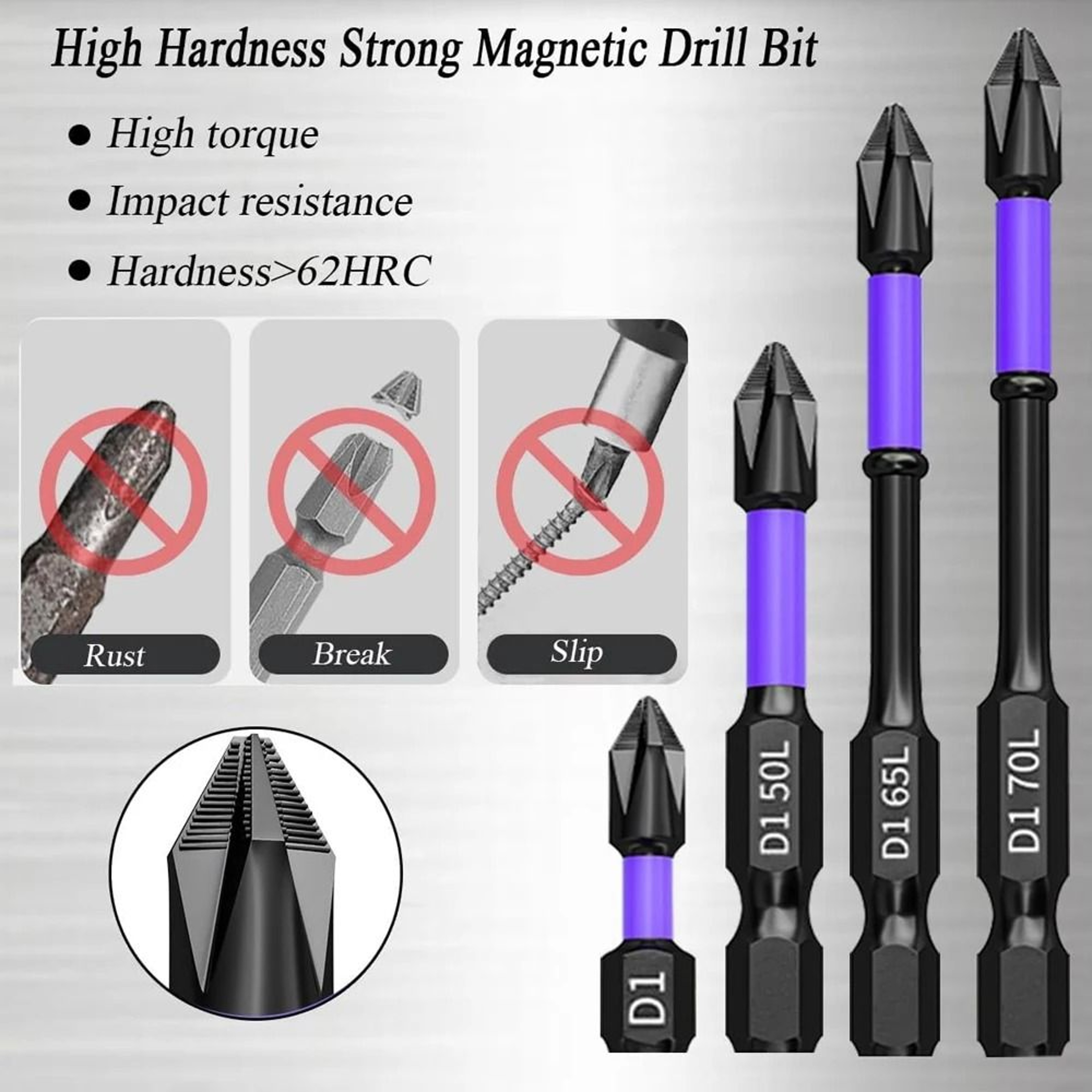 Magnetic Phillips Screwdriver Bit Set Impact Resistant Drill Bits Hex Shank 4