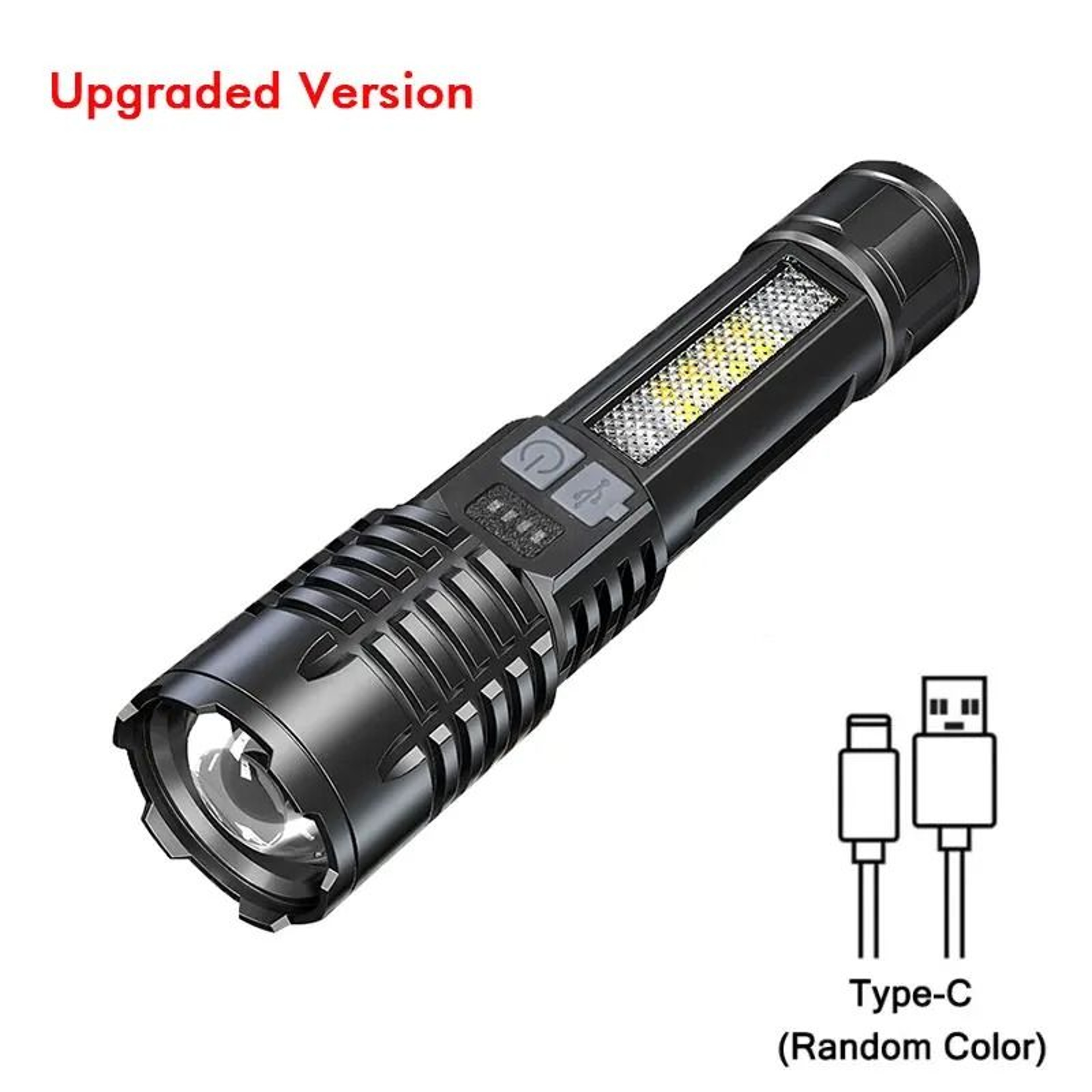 High Power LED Flashlight Rechargeable USB C Camping Torch With Side Light 3
