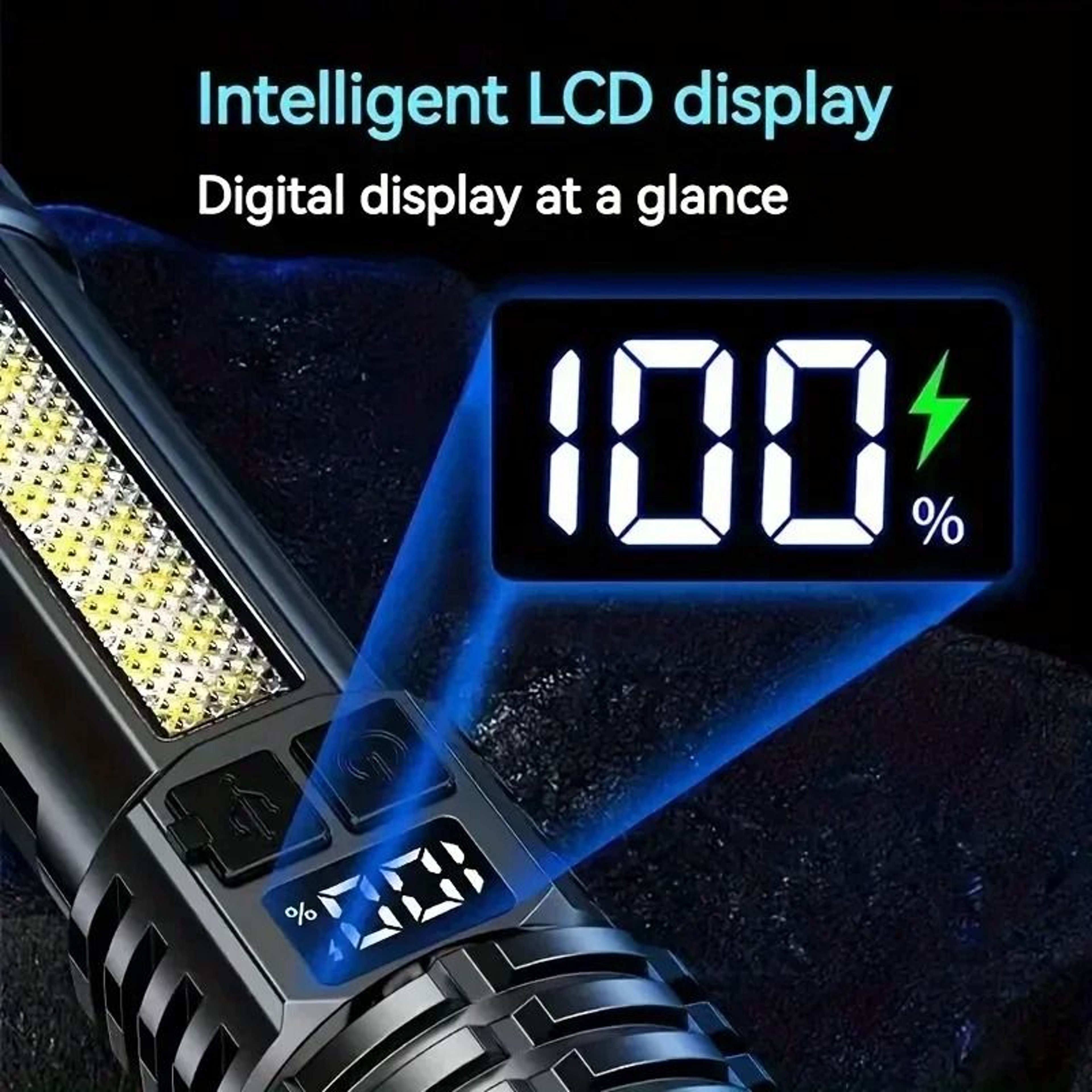 High Power LED Flashlight Rechargeable USB C Camping Torch With Side Light 14
