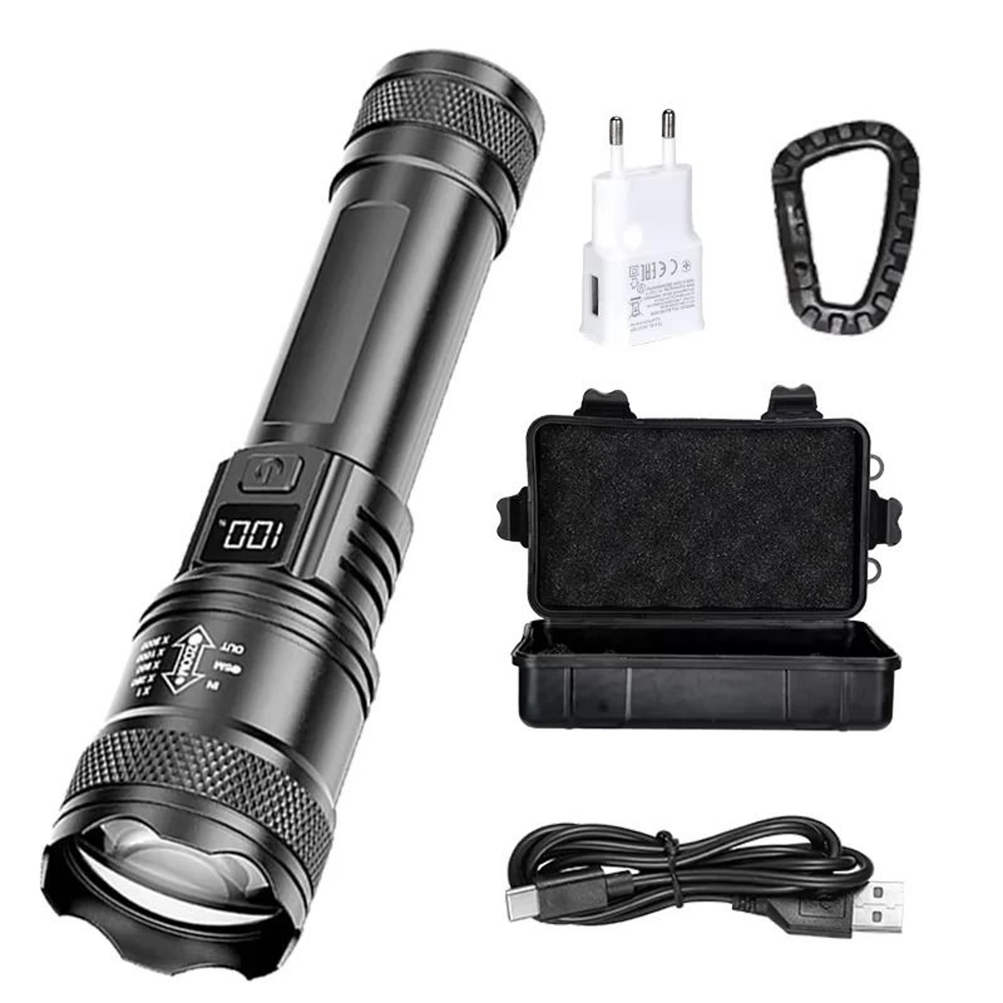 High Power Tactical LED Flashlight USB Rechargeable Zoomable Camping Torch 5