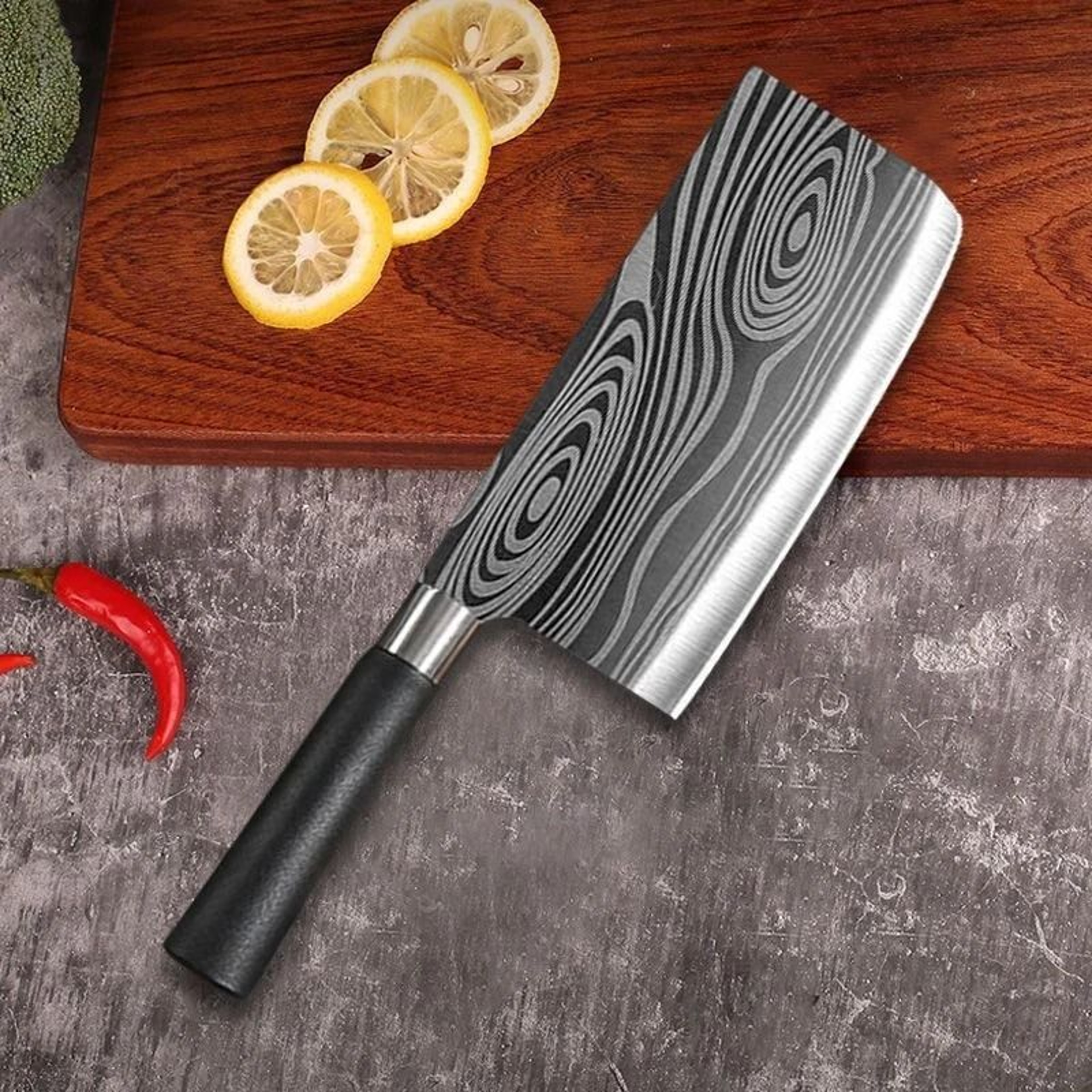 Damascus Pattern Kitchen Knife Set Stainless Steel Chef Knife Scissors Sharpening Rod 10