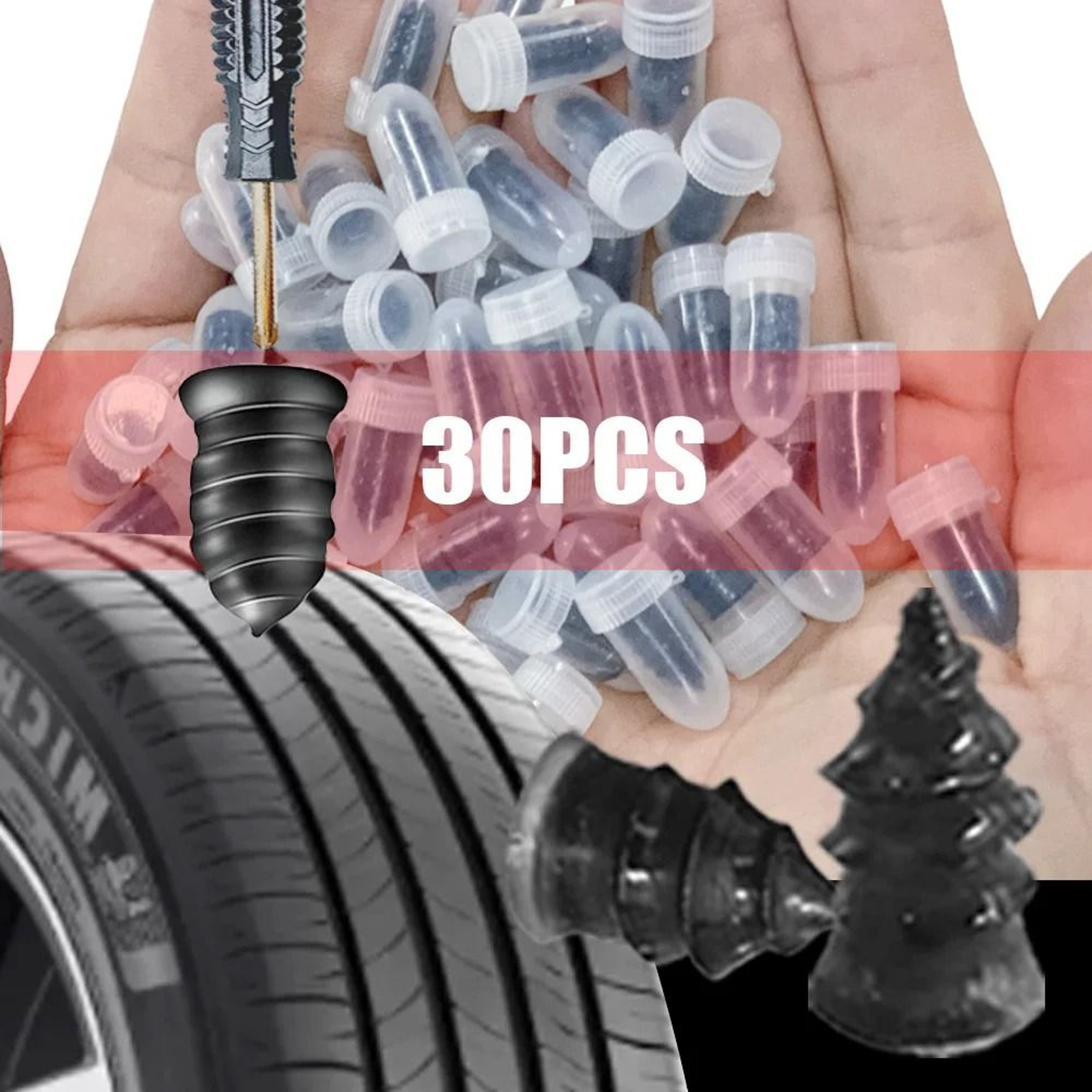 Universal Tire Repair Nail Kit Quick Fix Rubber Nail Set For Cars Motorcycles And Bikes 10