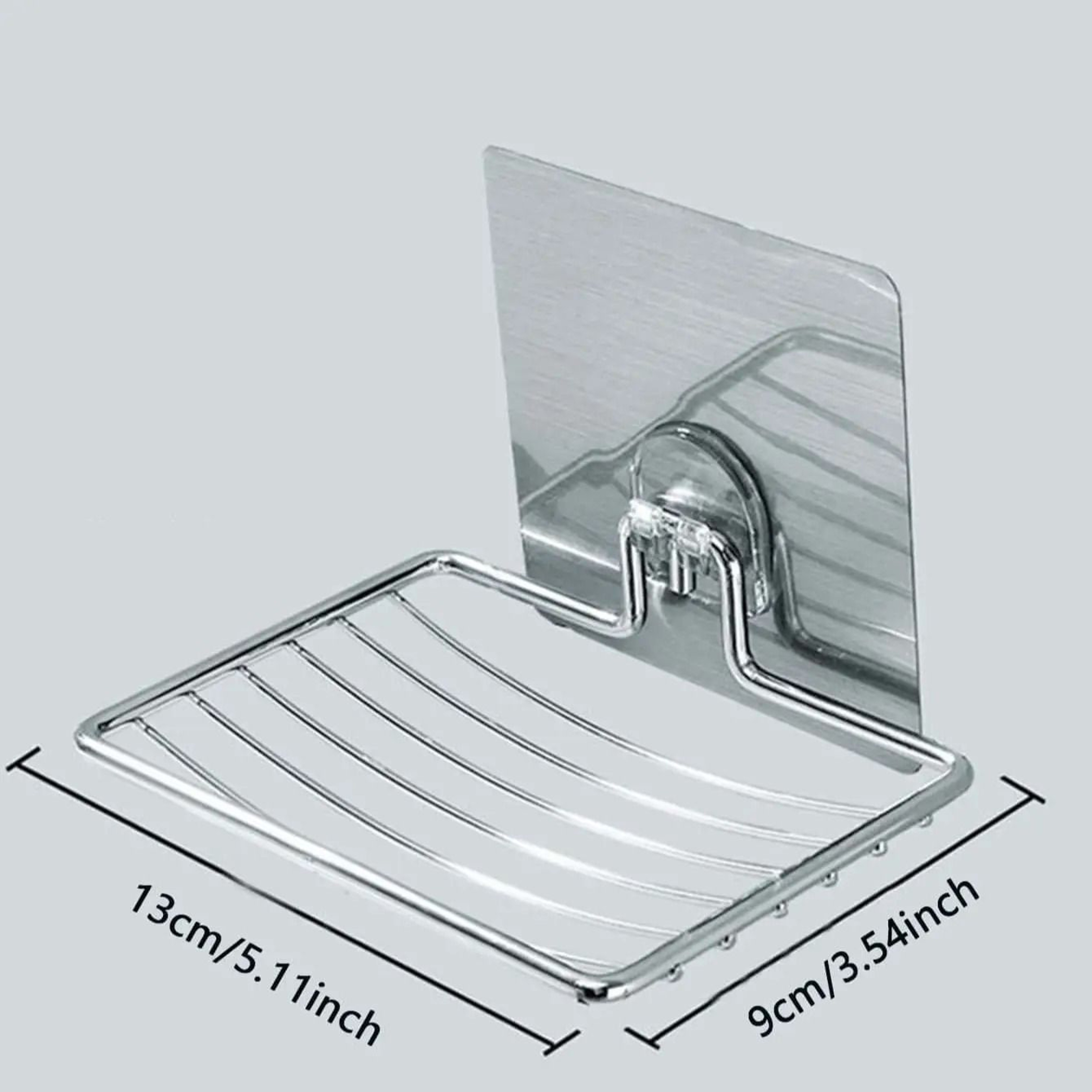 Stainless Steel Soap Holder Adhesive Wall Mounted Drain Rack Bathroom Organizer 3