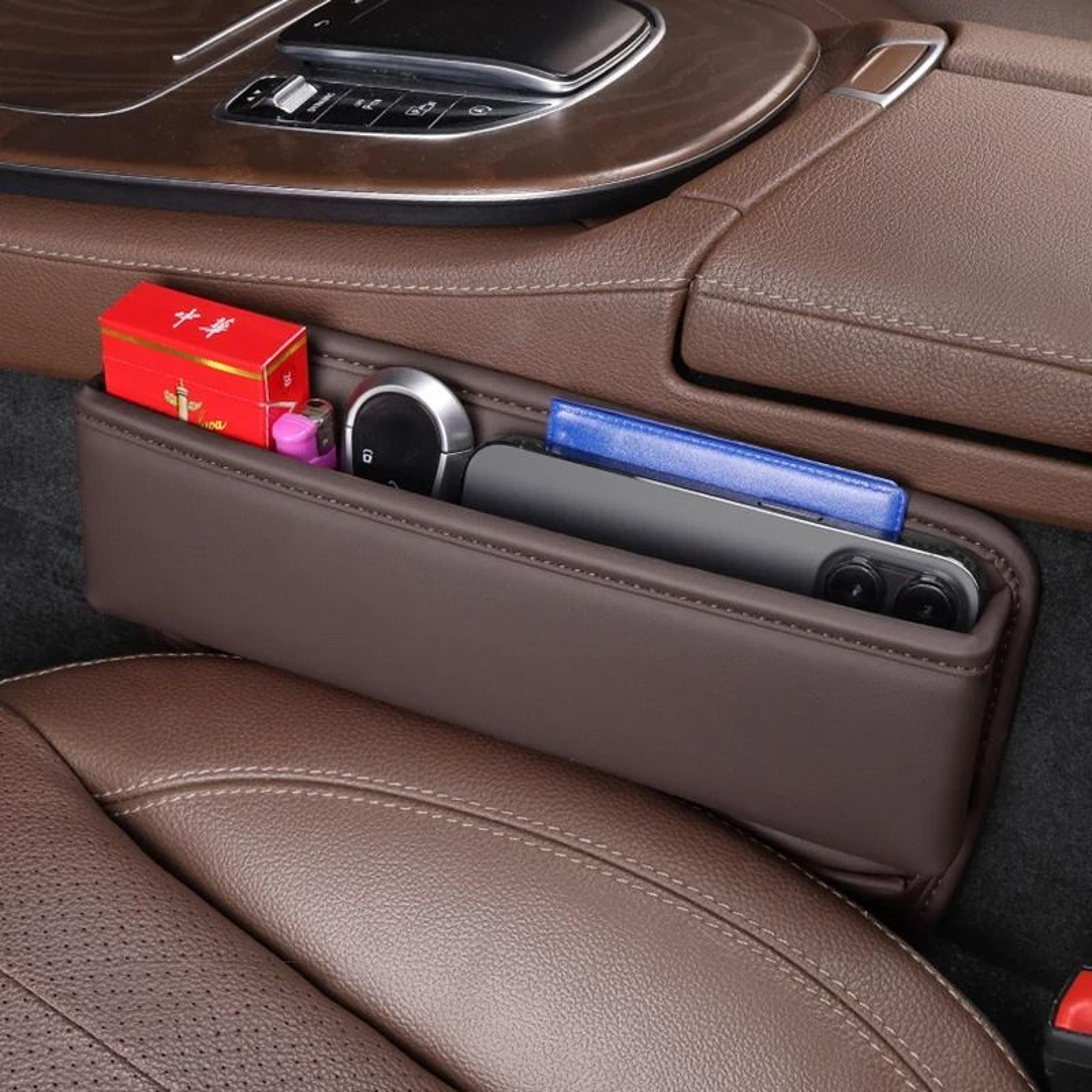 Leather Car Seat Gap Organizer Pocket Multifunction Storage Holder 8