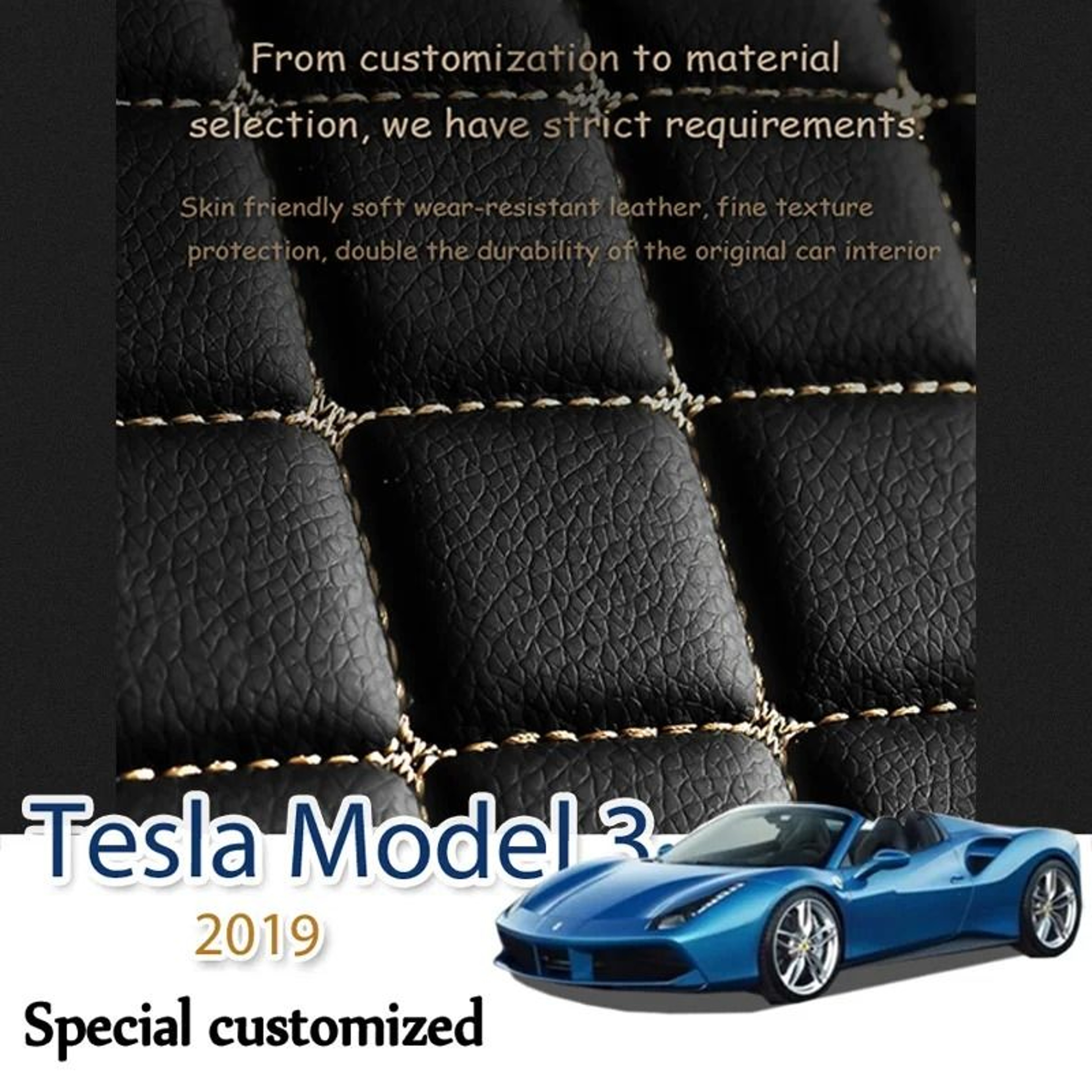 Tesla Model 3 Leather Car Trunk Mat Cargo Liner Boot Protector 18