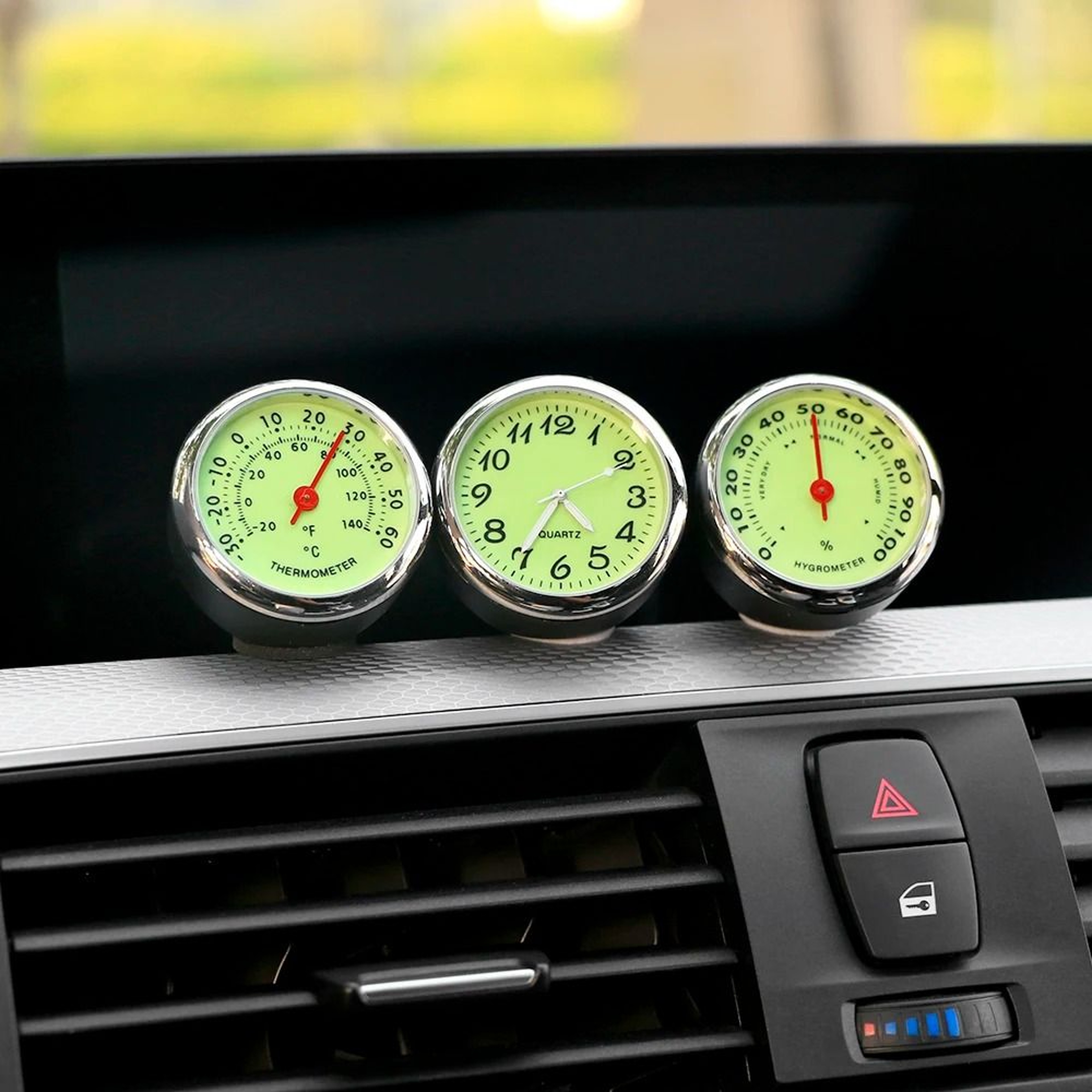Luminous Car Dashboard Clock Thermometer Hygrometer Ornament 7