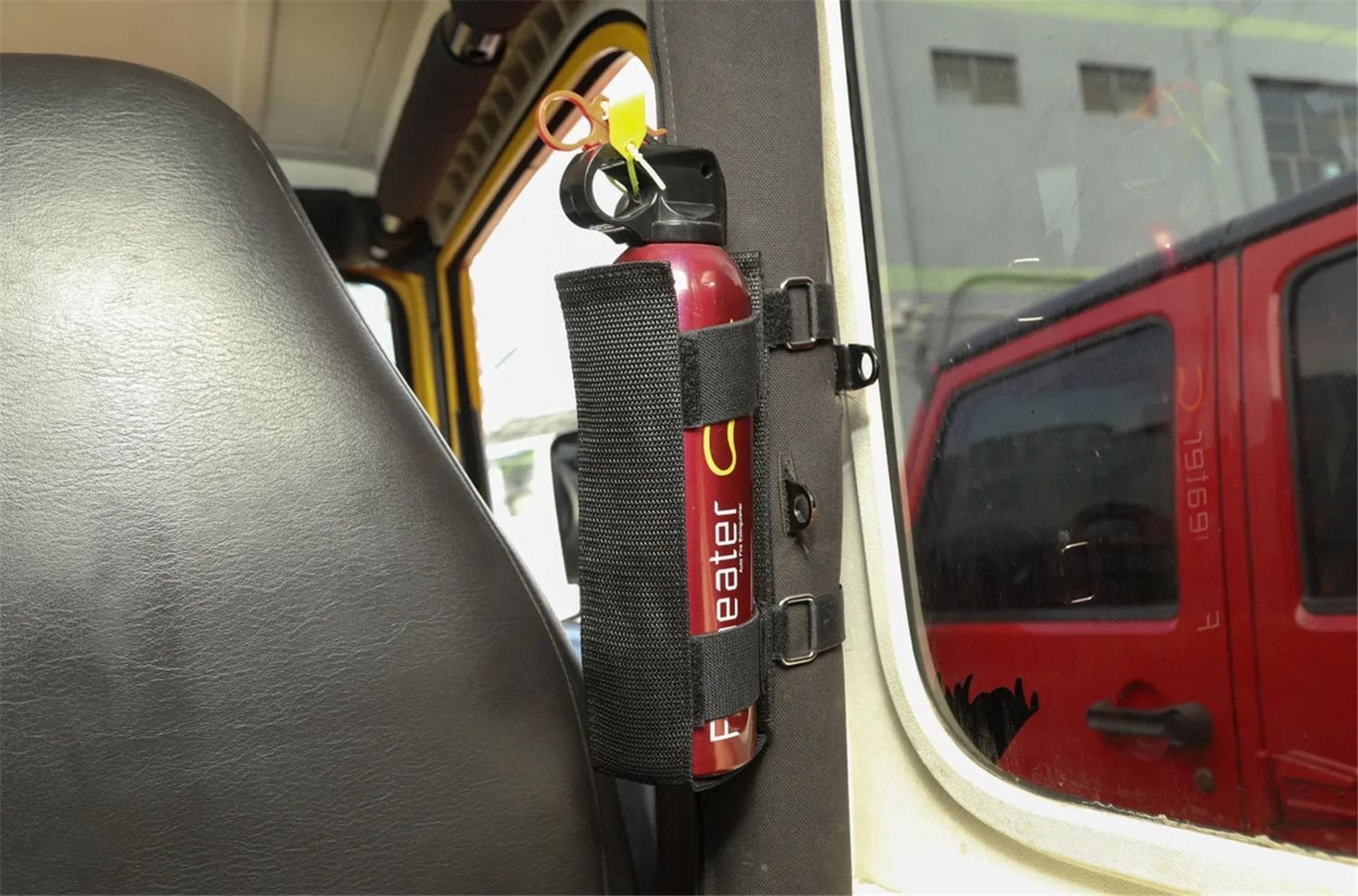Jeep Wrangler Roll Bar Fire Extinguisher Holder Mount Strap Organizer 3