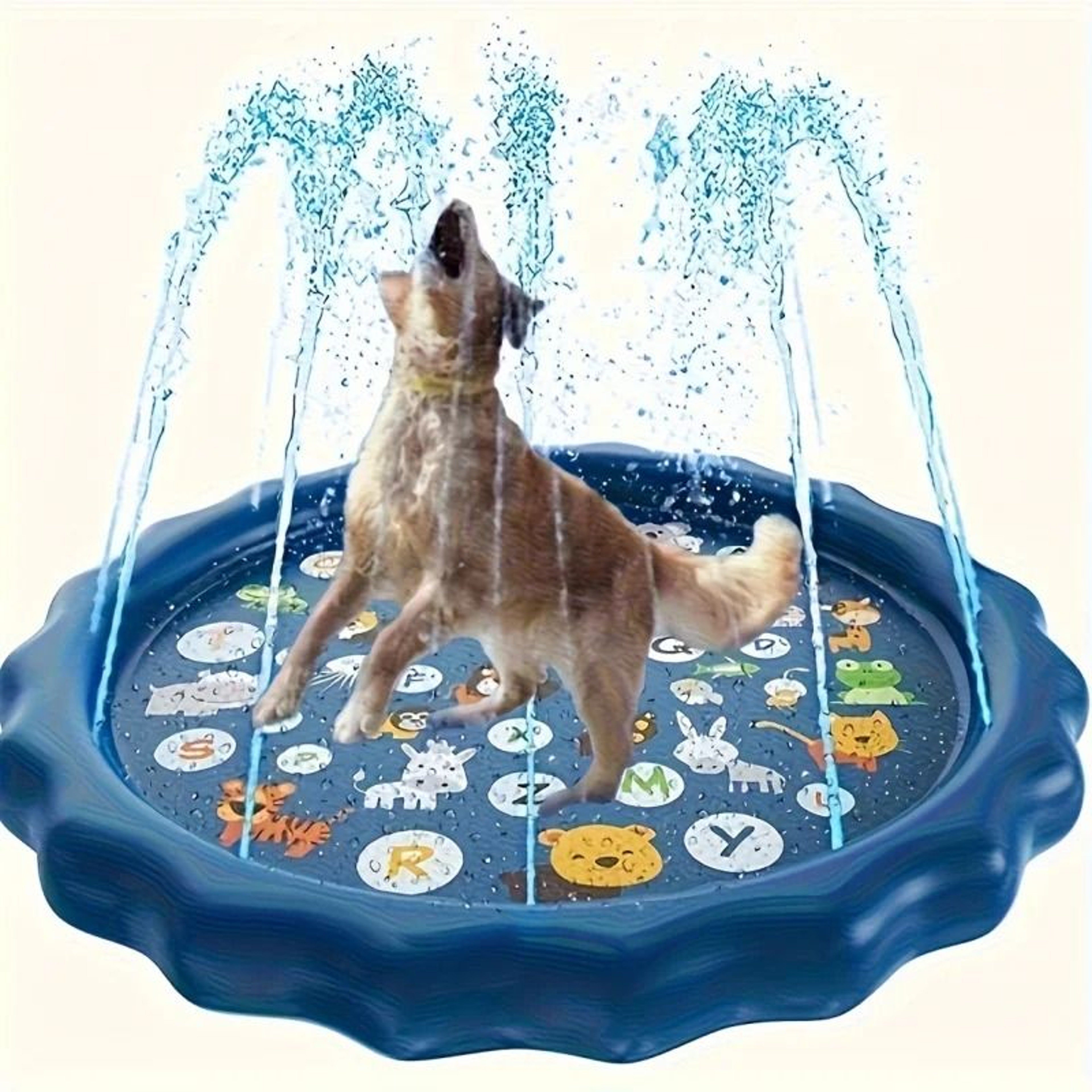 CoolSplash Outdoor Pet Bath Basin With Water Spray Cooling Function 0
