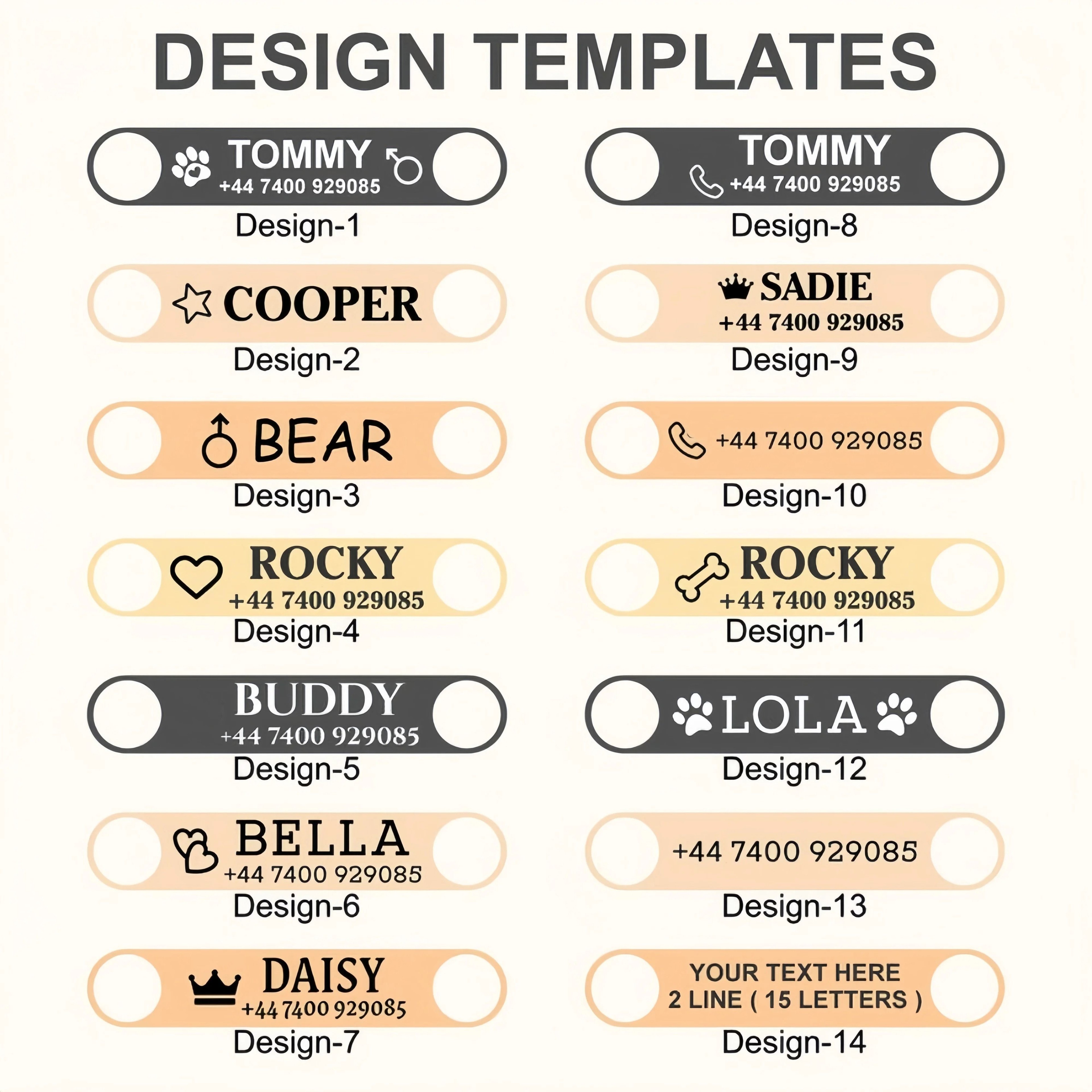Personalized PU Leather Dog Collar With Engraved Name Tag 11