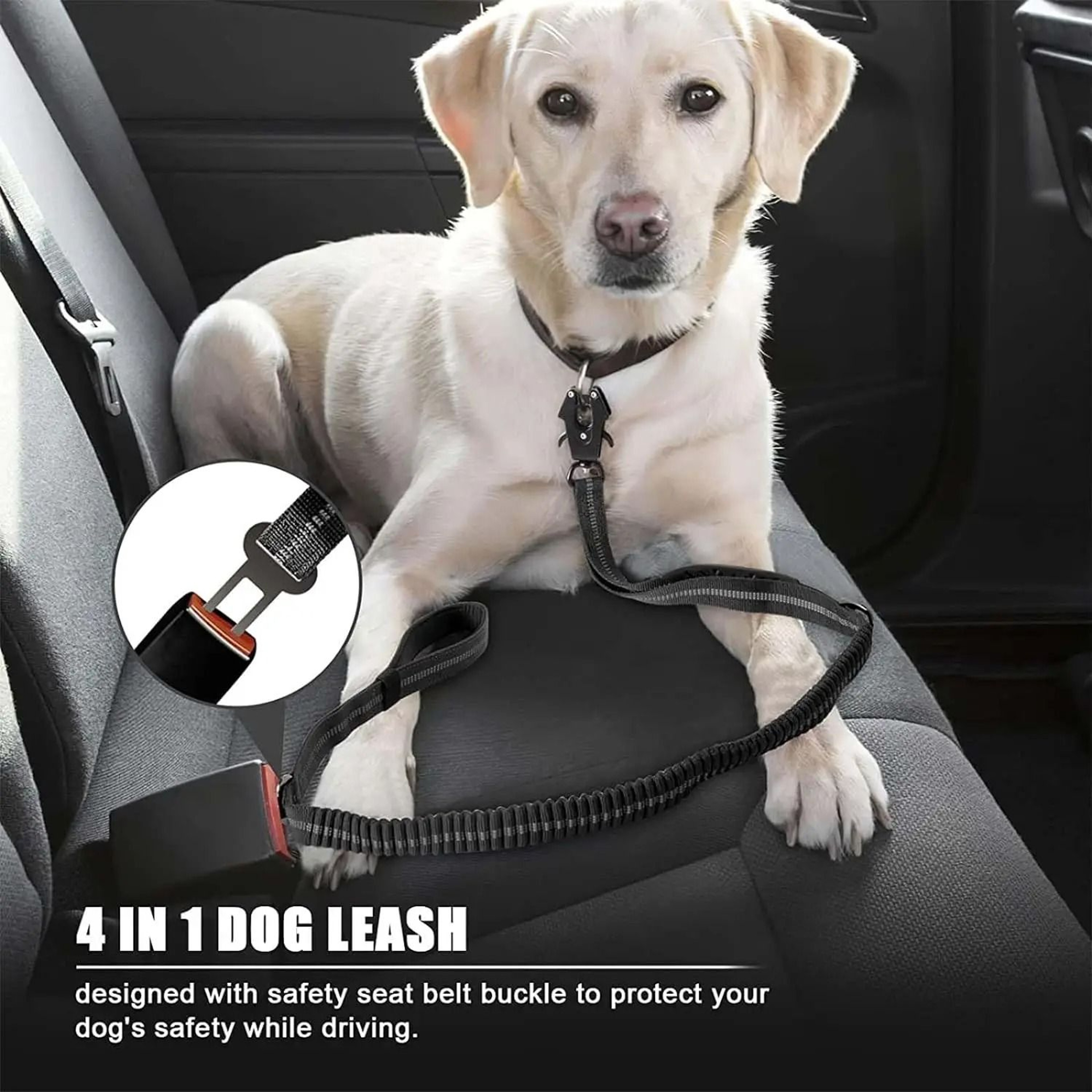 Heavy Duty Tactical Dog Leash Reflective Shock Absorbing Bungee Leash With Car Seatbelt 13