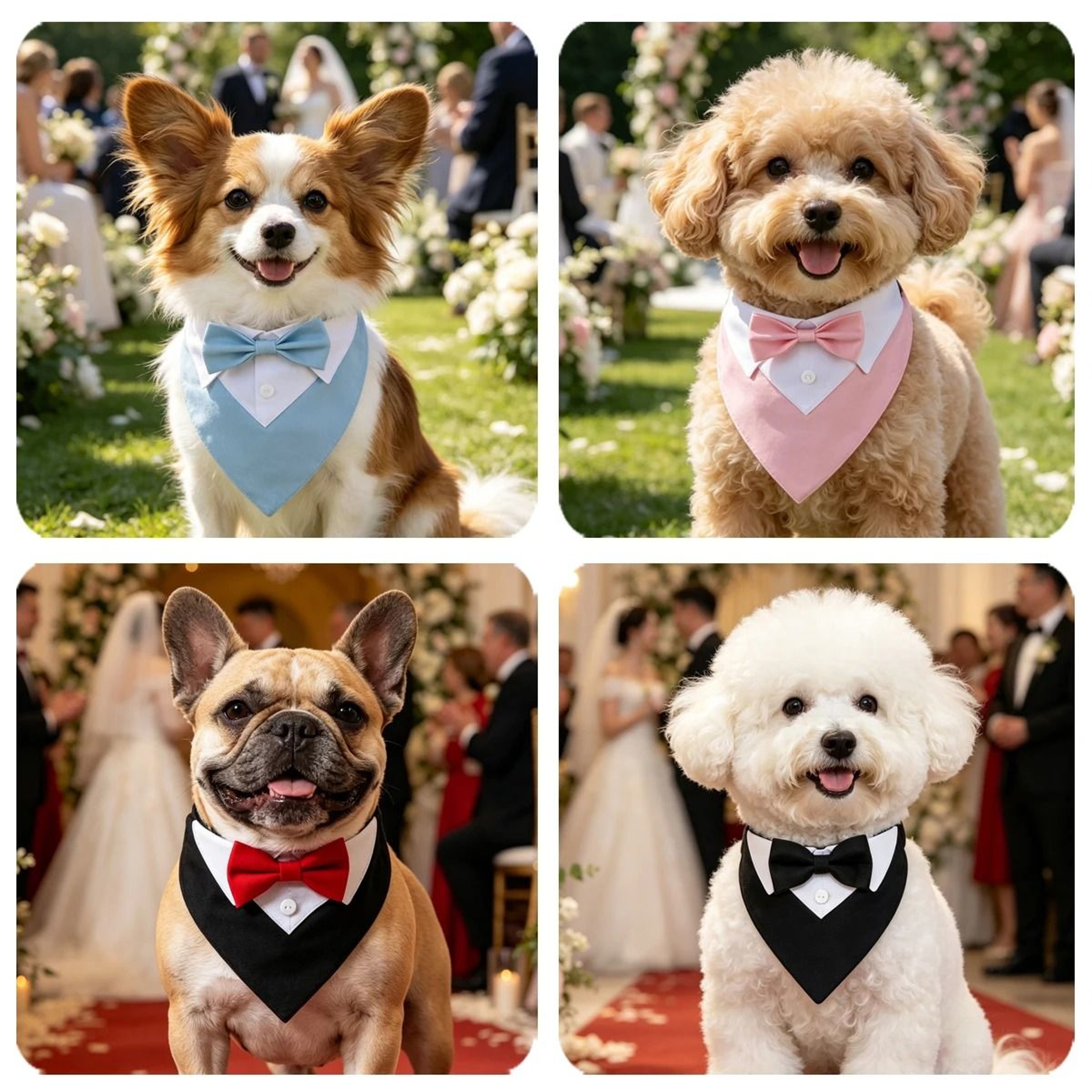 Formal Dog Bow Tie Collar Adjustable Tuxedo Bandana For Weddings And Parties 10