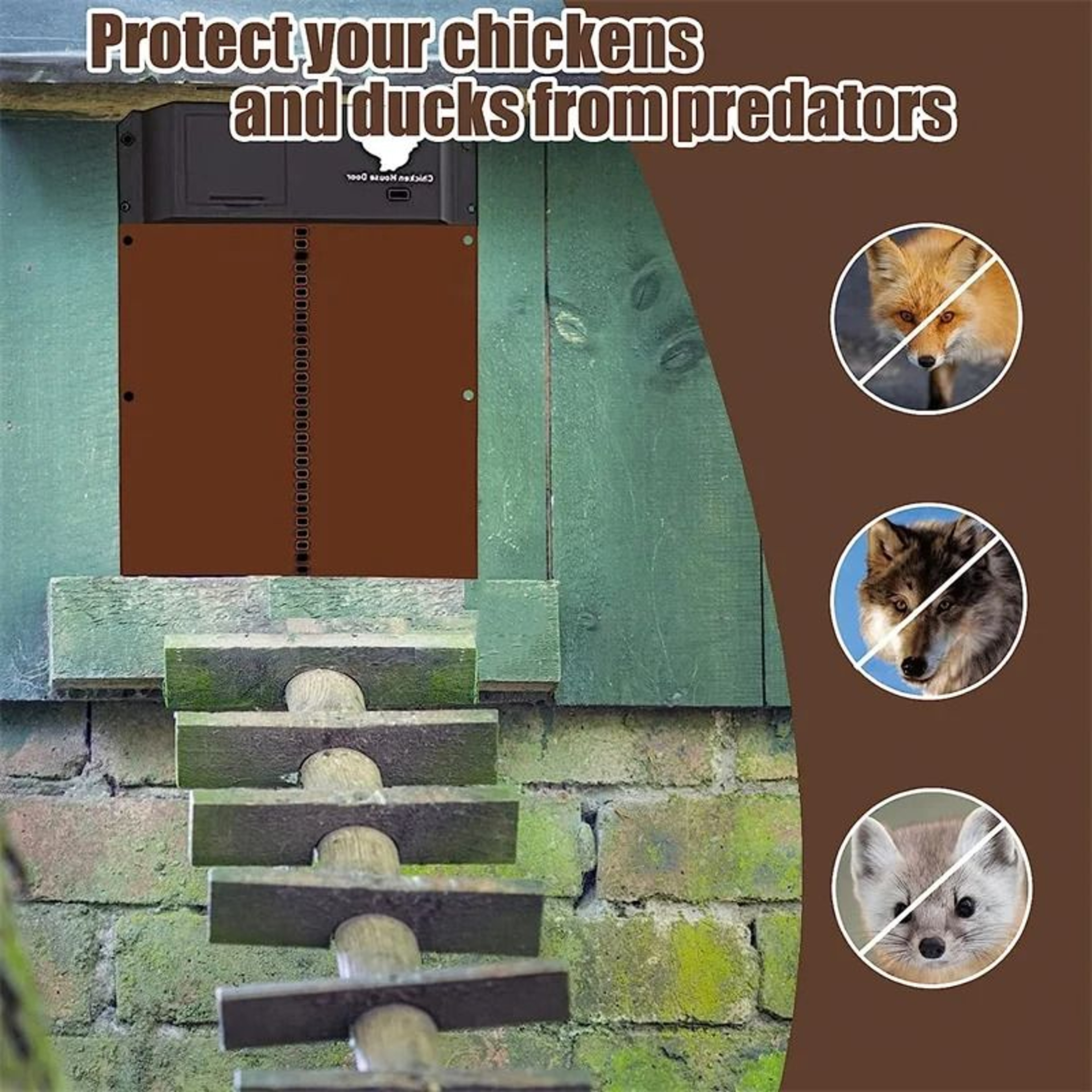 Automatic Chicken Coop Door Battery Powered Light Sensor Opener For Poultry Houses 7