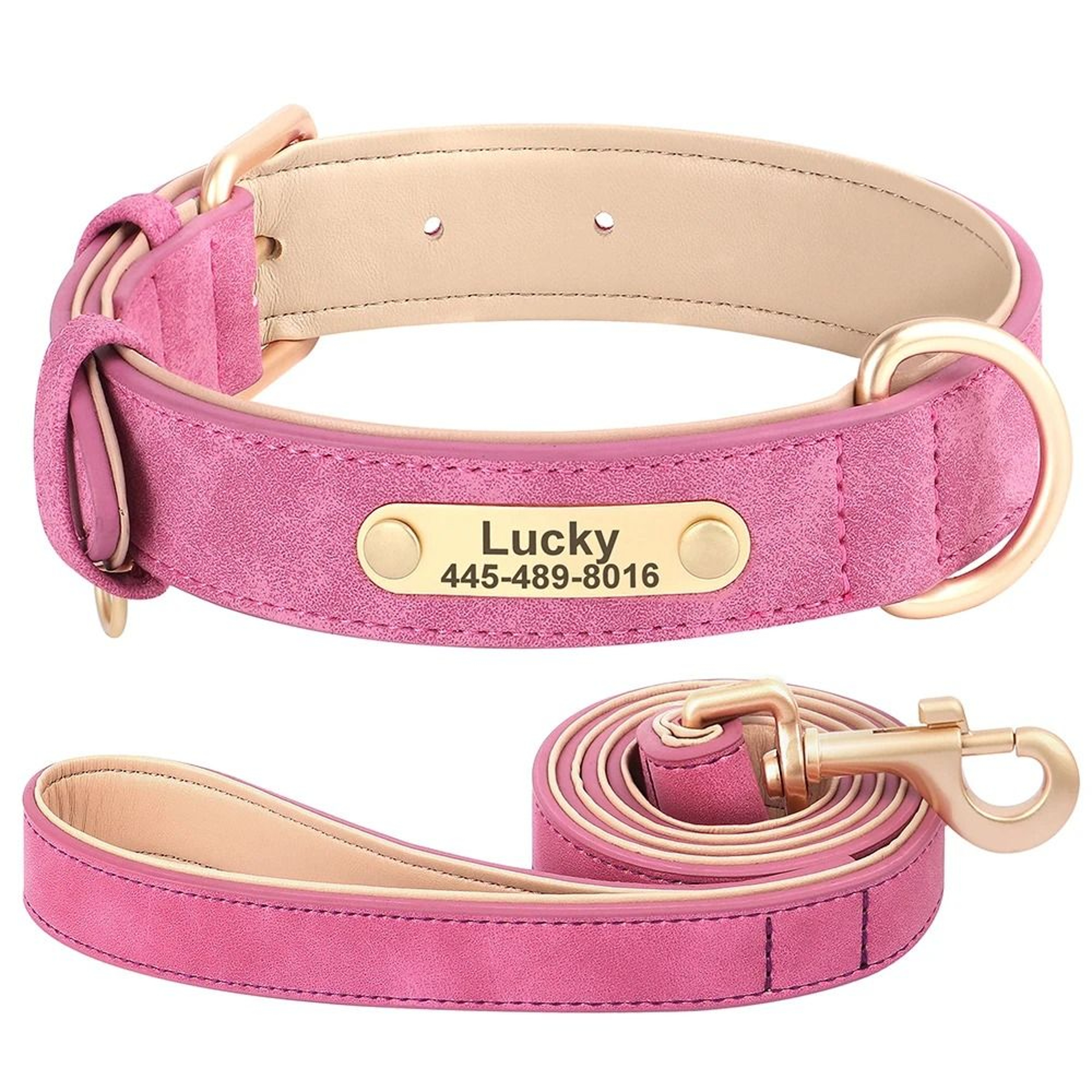 Personalized PU Leather Dog Collar With Custom Engraved Nameplate For Small Medium And Large Dogs 18