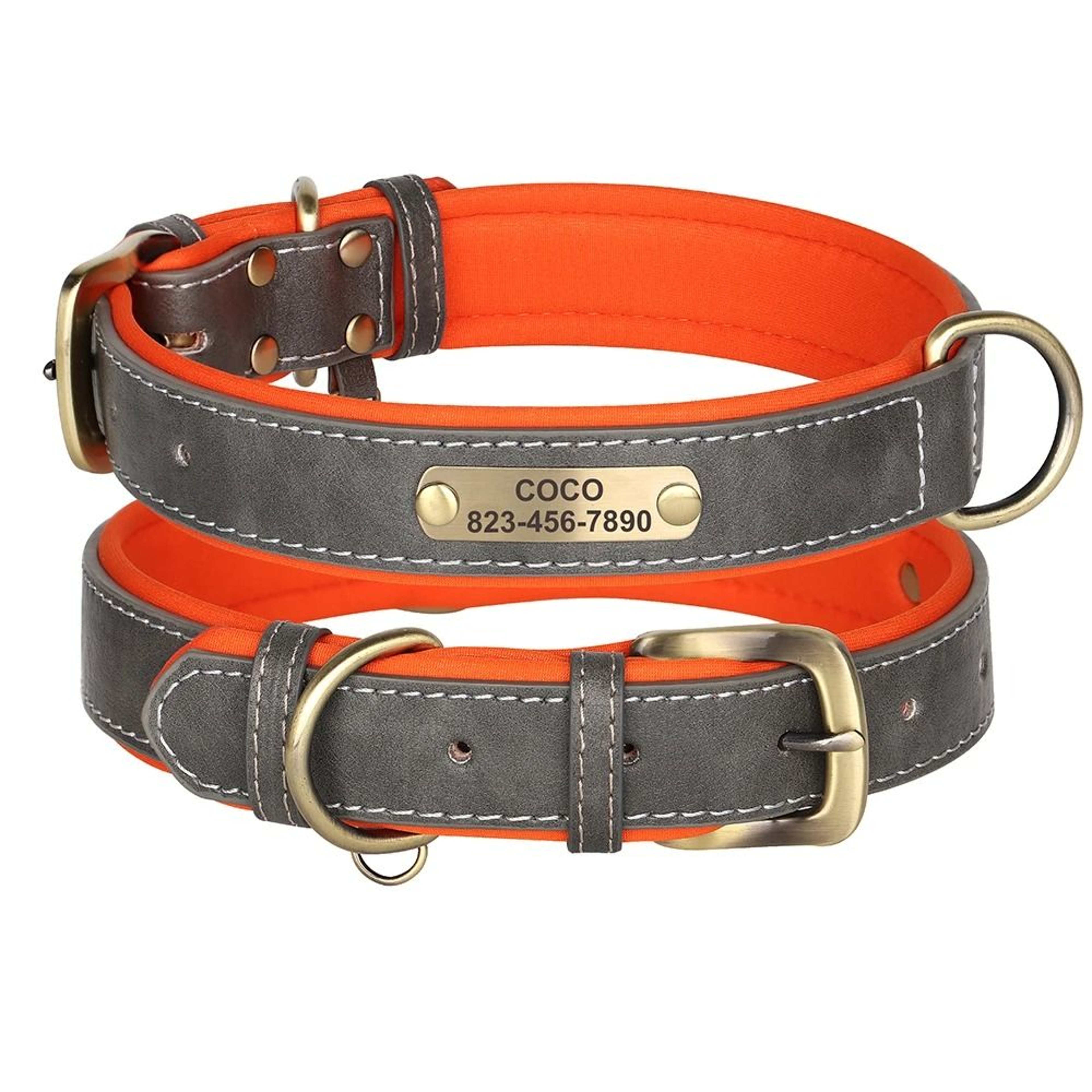 Personalized PU Leather Dog Collar With Custom Engraved Nameplate For Small Medium And Large Dogs 10