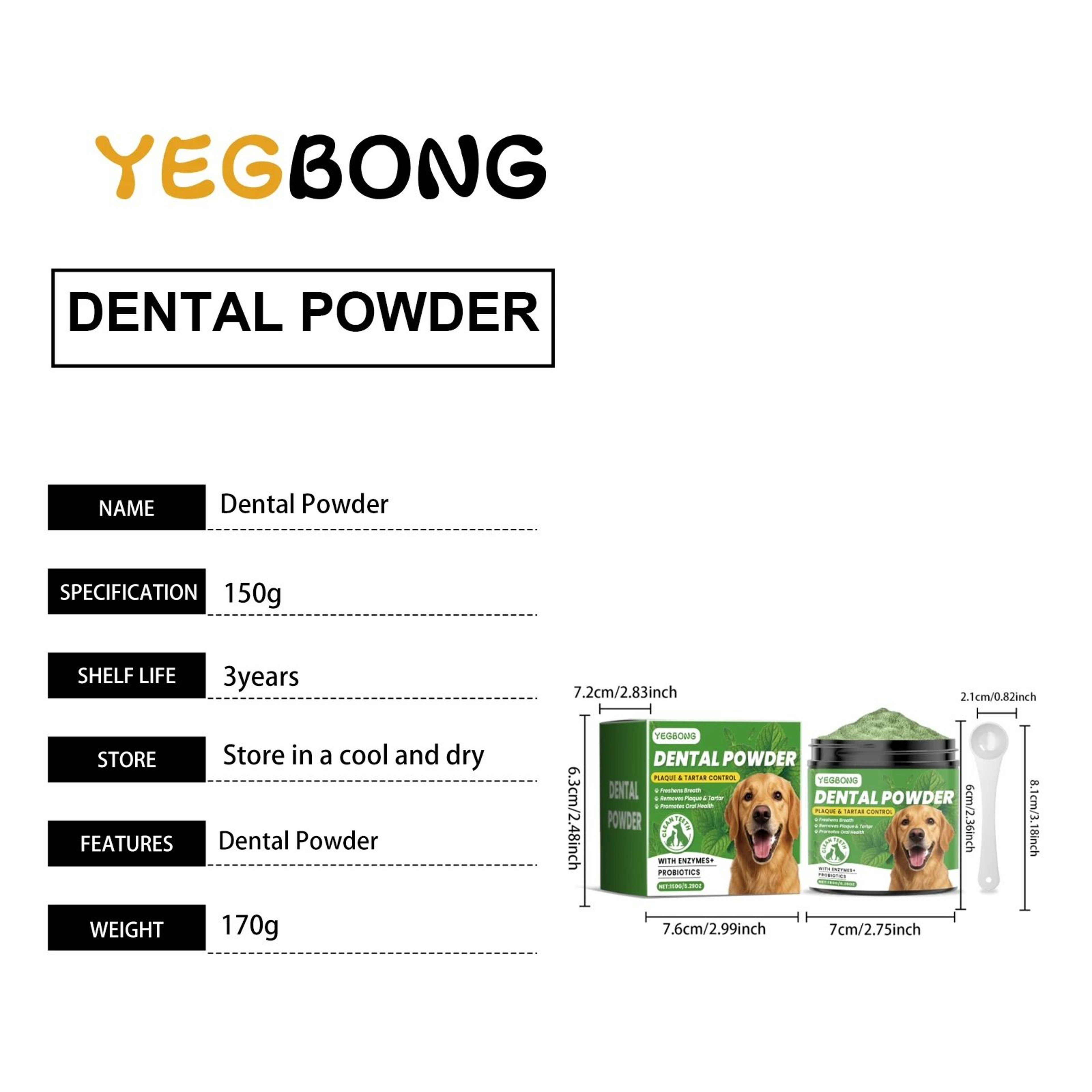 Yegbong Dog Teeth Cleaning Powder Gentle Pet Dental Care For Cleaner Teeth And Fresh Breath 2