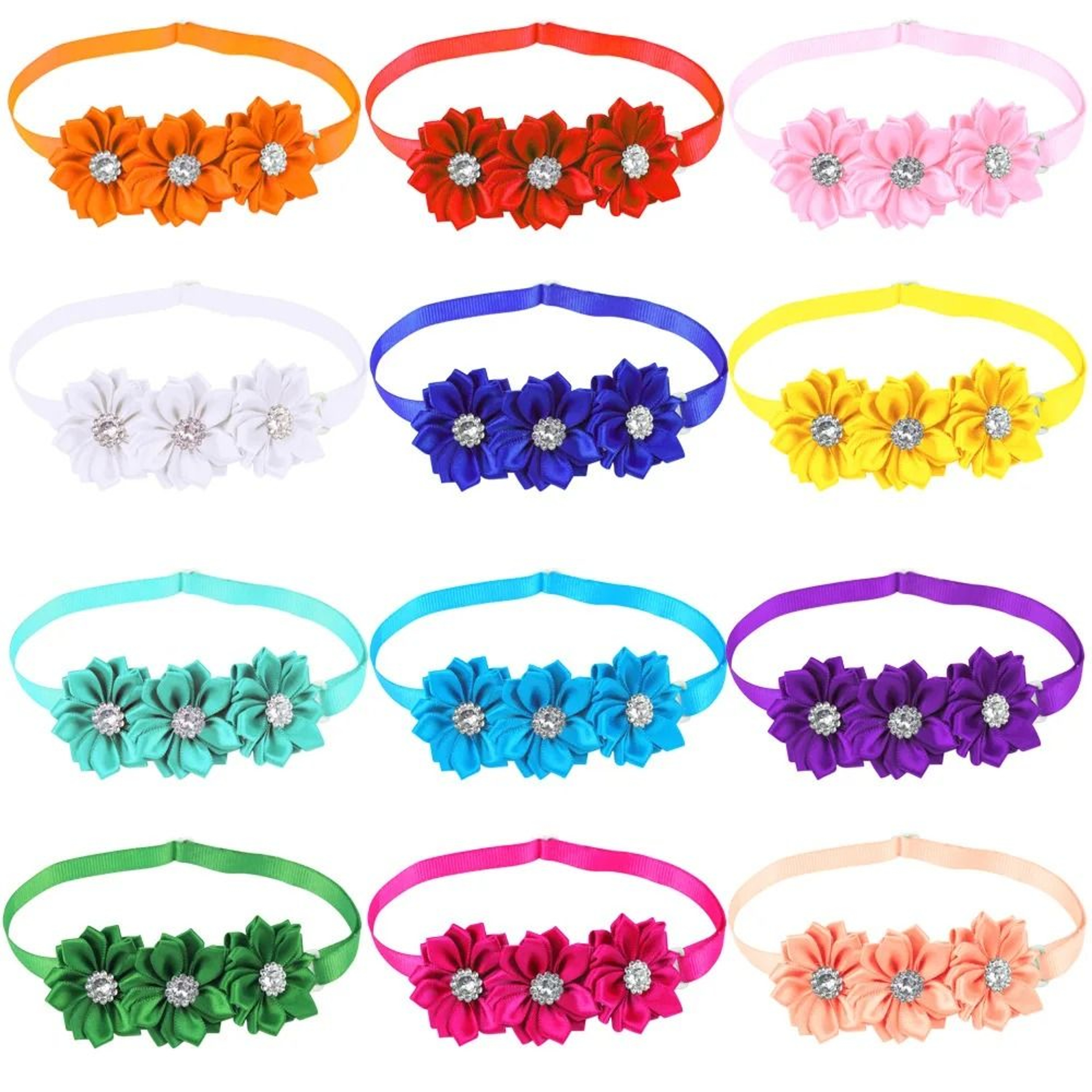 Cute Flower Pet Bow Ties With Diamond Accent For Dogs And Cats 6
