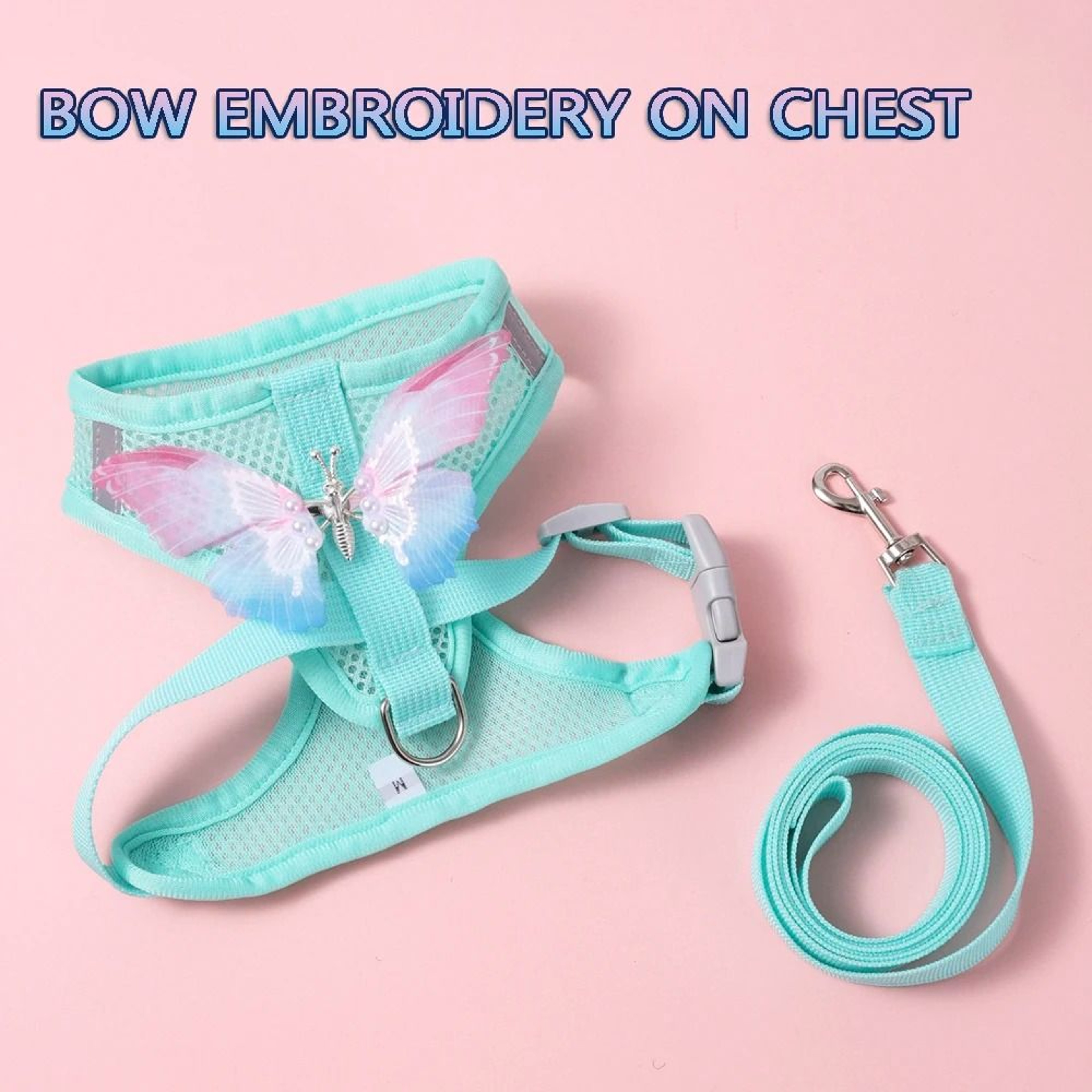 Breathable Butterfly Cat Harness And Leash Set For Small Dogs And Puppies 4