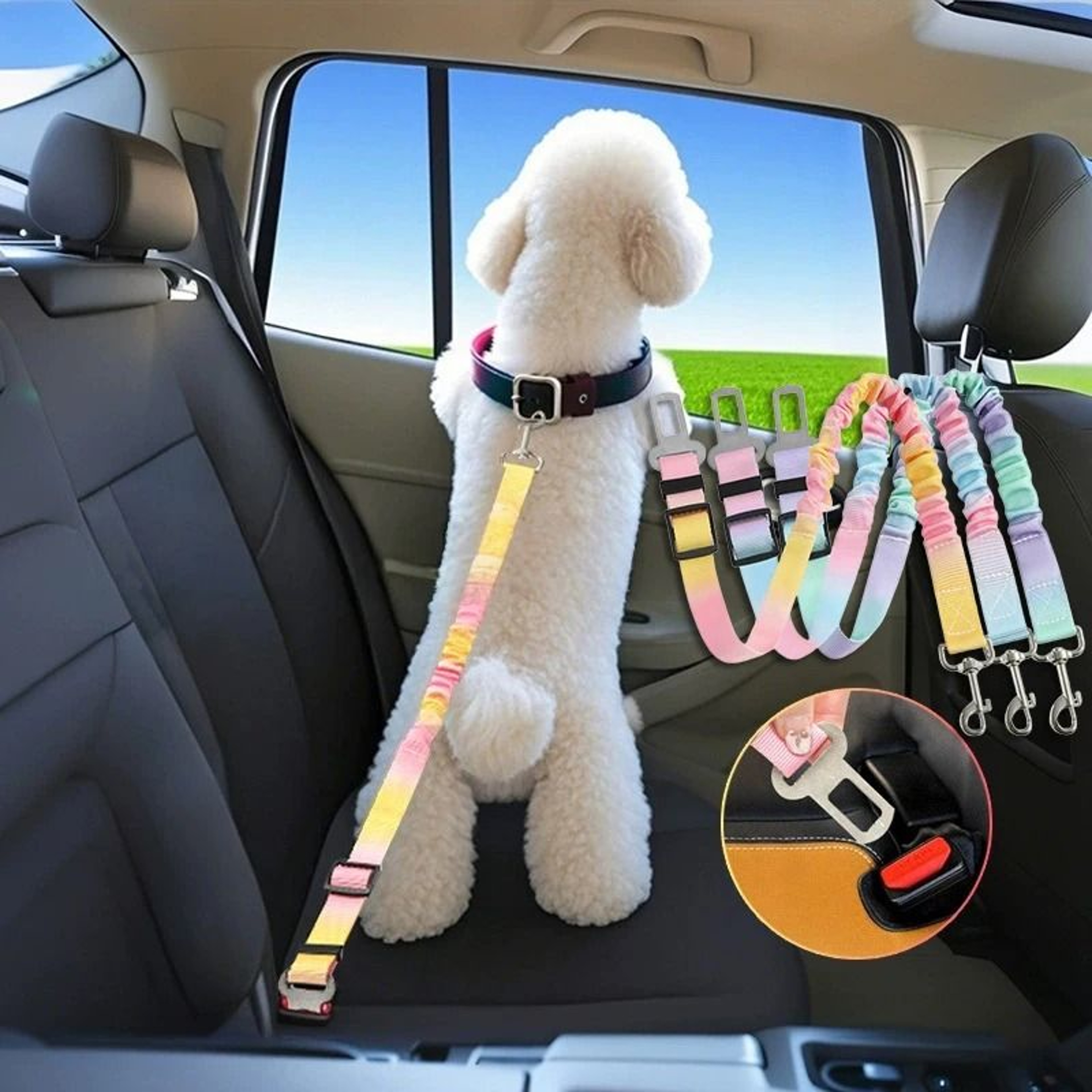 Adjustable Dog Car Seat Belt Gradient Safety Leash For Travel And Vehicle Protection 8