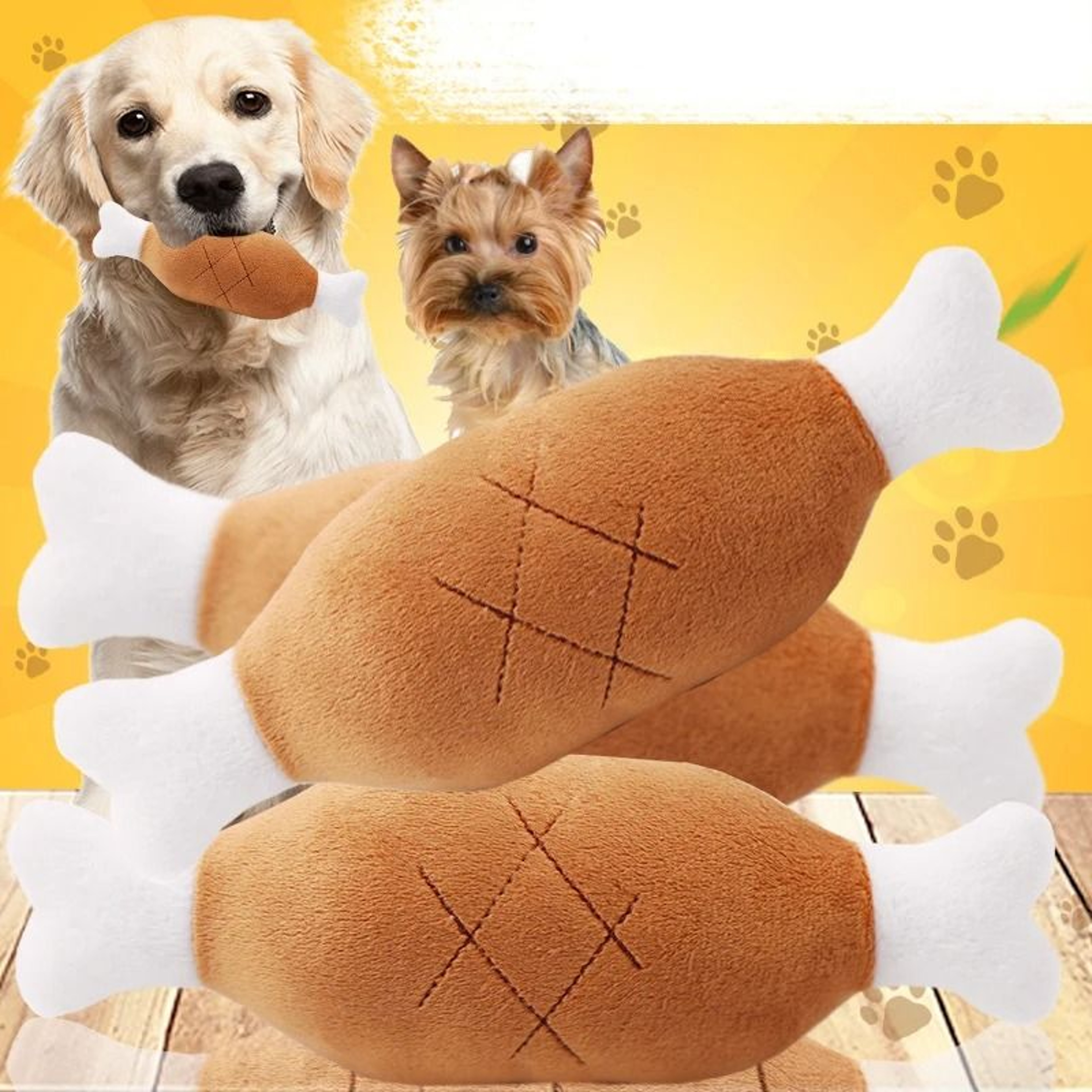 Interactive Plush Squeaky Dog Toy Chicken Leg Bone Shape Toy For Dogs And Cats 7