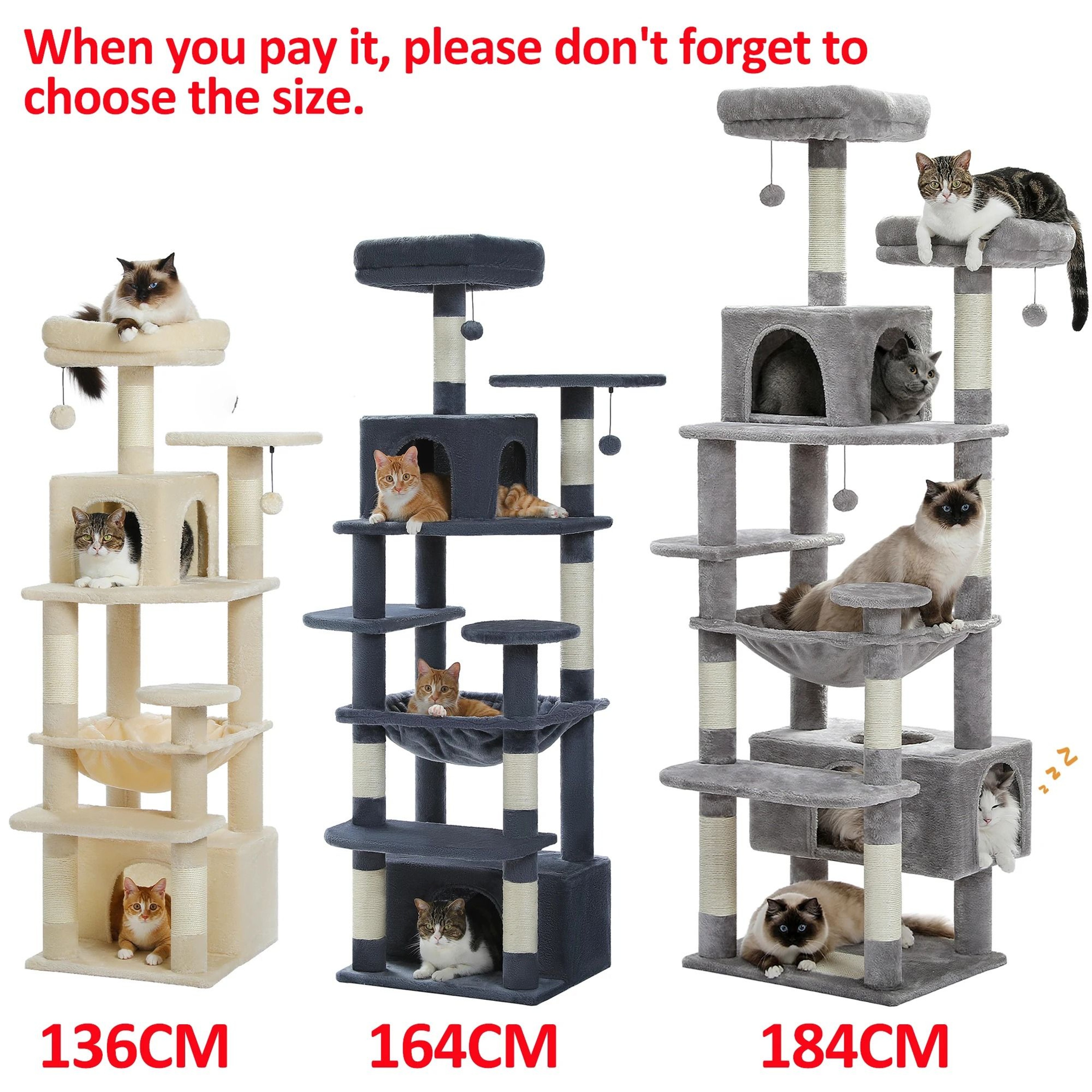 Large Cat Tree Tower With Scratching Posts Hammock Condos And Padded Perches 7