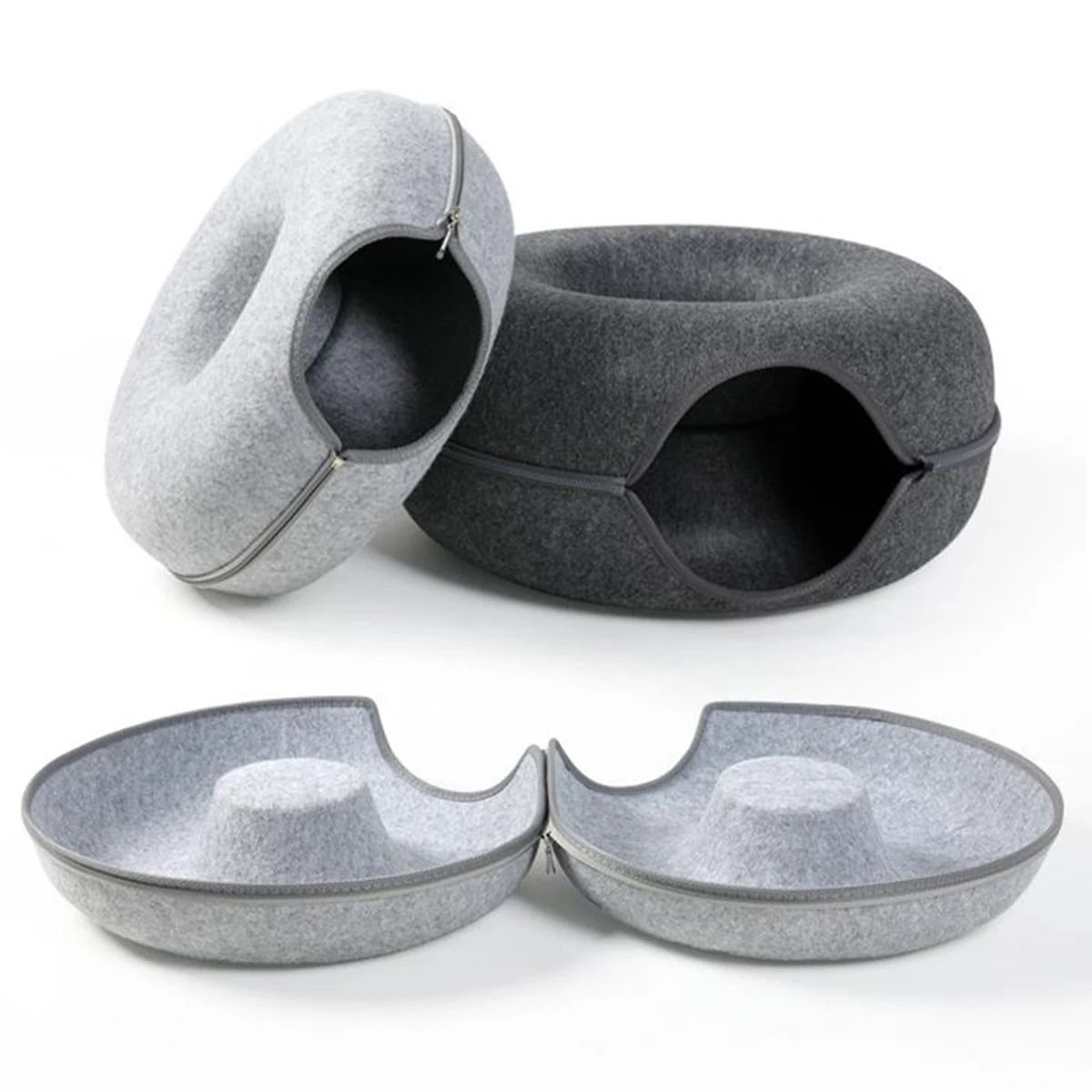 Interactive Cat Tunnel Bed Felt Donut Nest Scratcher House For Indoor Cats 6