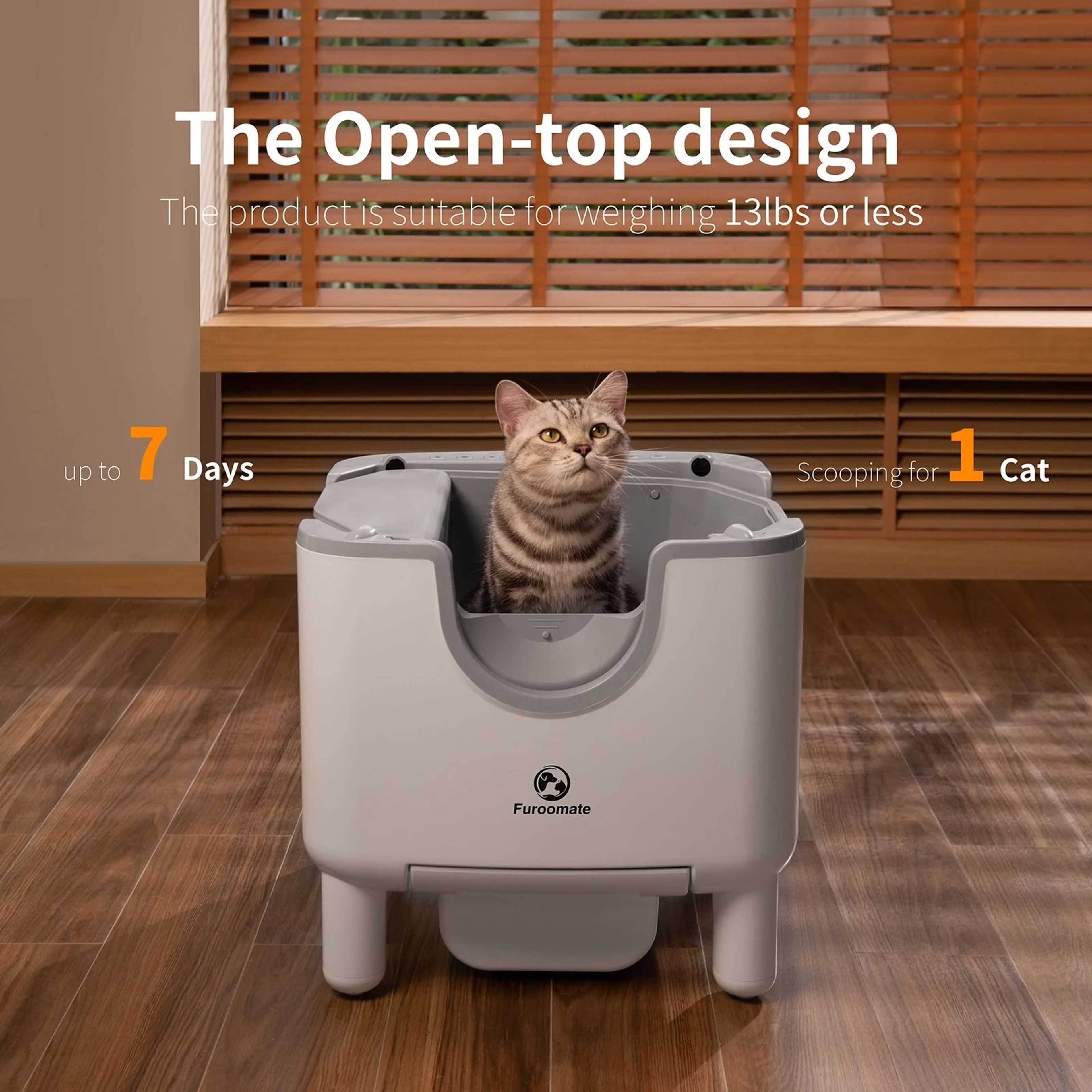 F6 Self Cleaning Cat Litter Box Automatic Open Top Litter Box With Odor Control 4