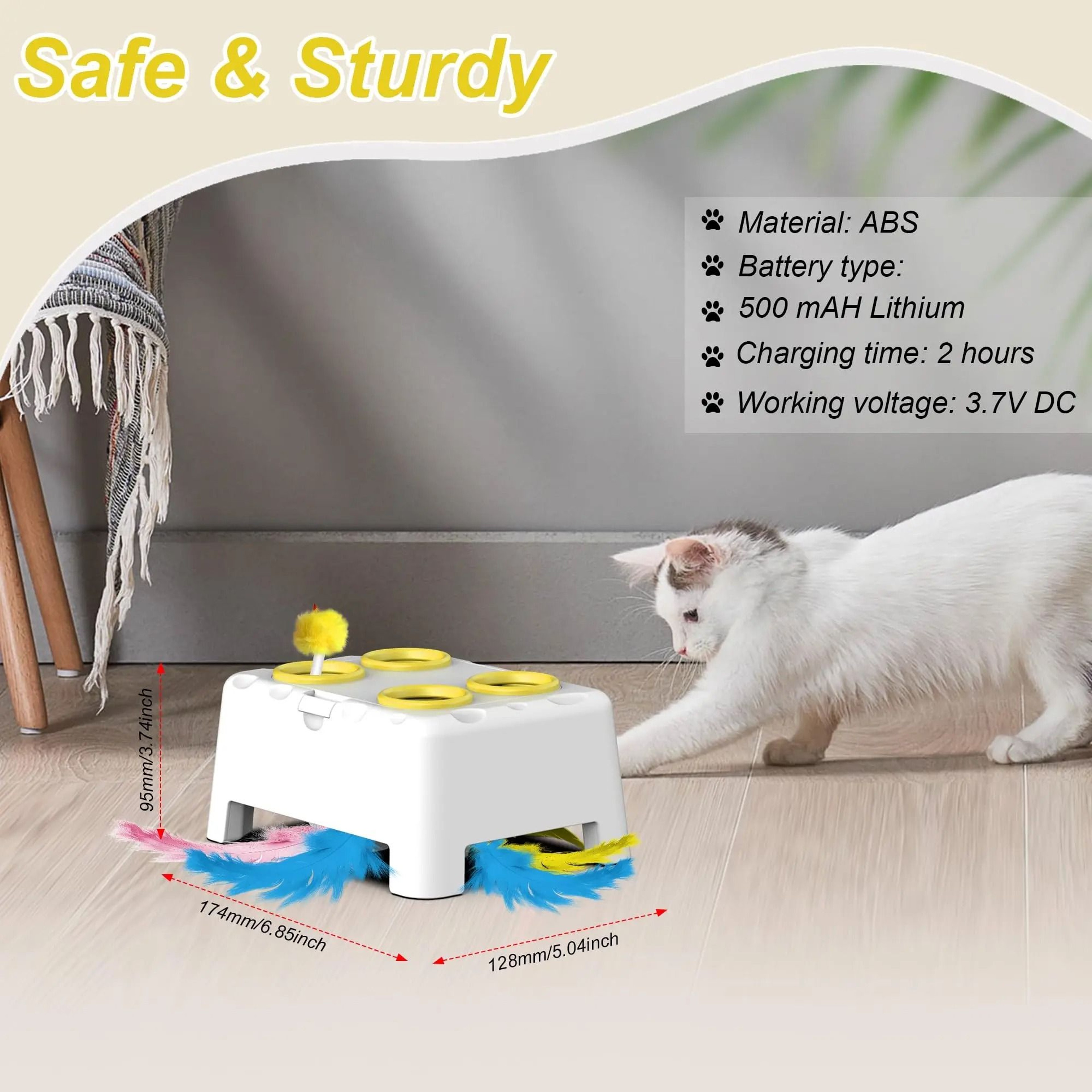 Rechargeable Interactive Pop Up Cat Toy Whack A Mole Play Toy For Cats And Kittens 4