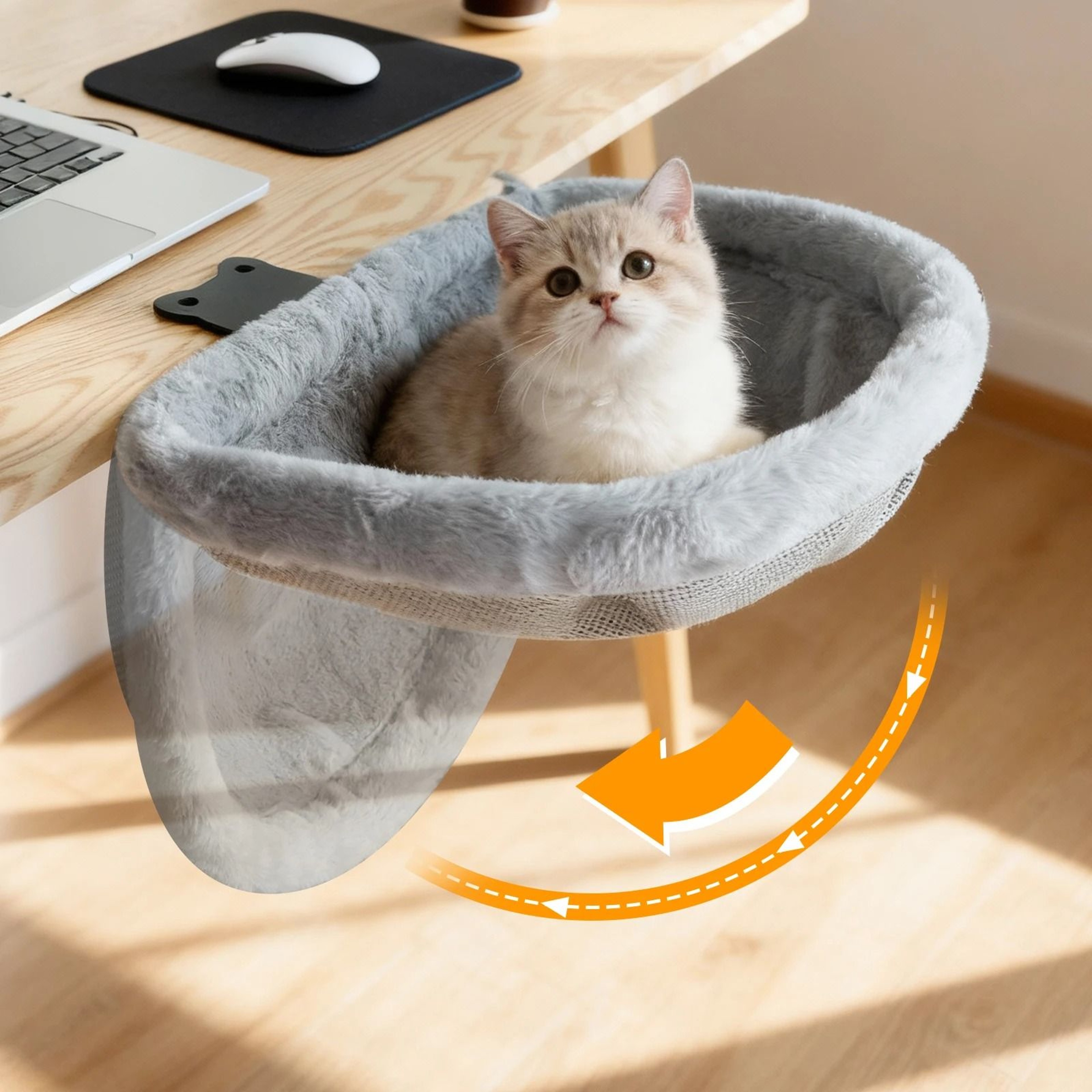 SpaceNest Cat Desk Hammock Foldable Semi Circular Cat Perch For Home Office Cats 5
