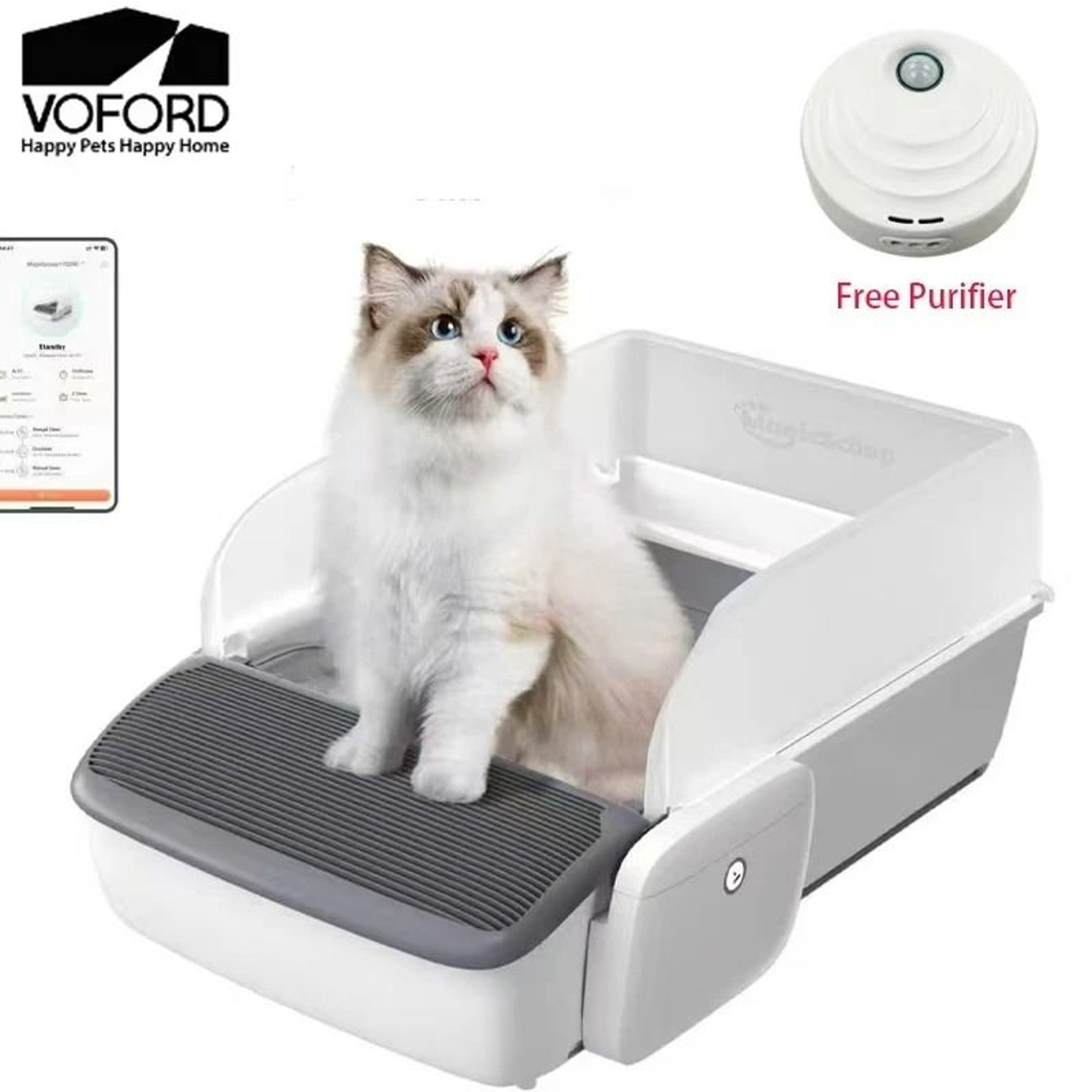 Smart Self Cleaning Cat Litter Box With Air Purifier And Open Semi Enclosed Design 0