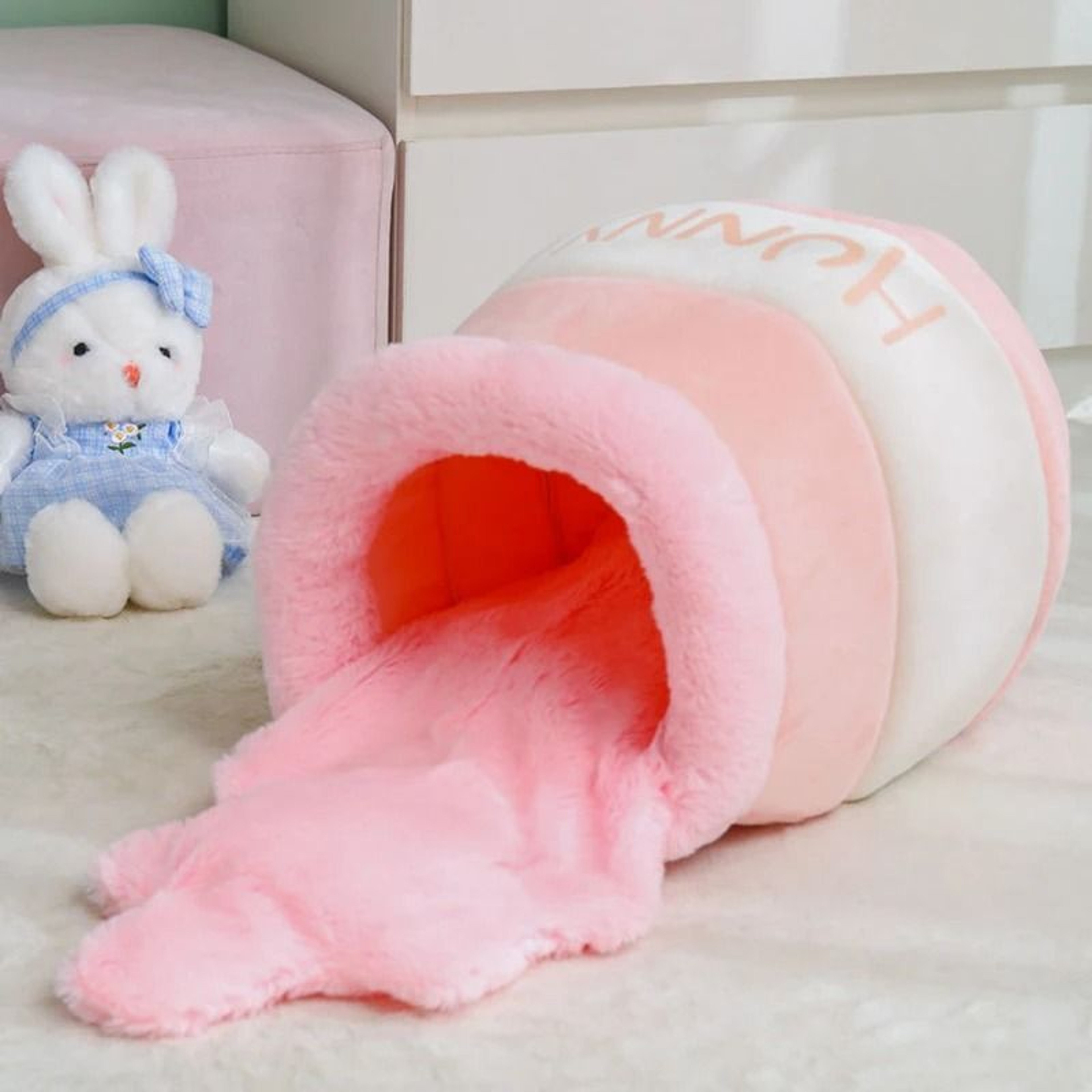 Honey Jar Semi Enclosed Cat Bed Warm Soft Pet Nest For Cats And Small Dogs 2