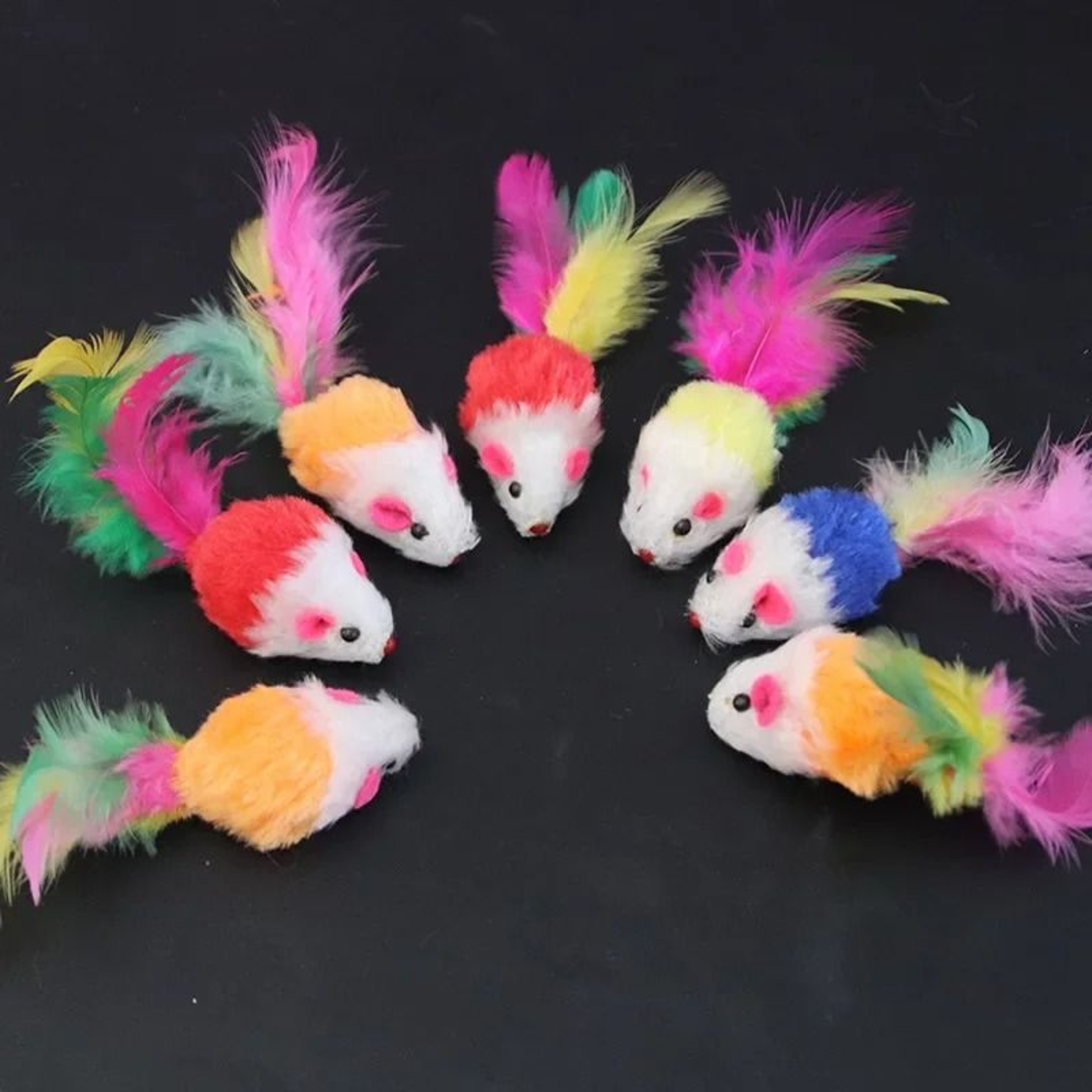 Interactive Feather Mouse Cat Toys Soft Fleece Kitty Play Toys Set 4