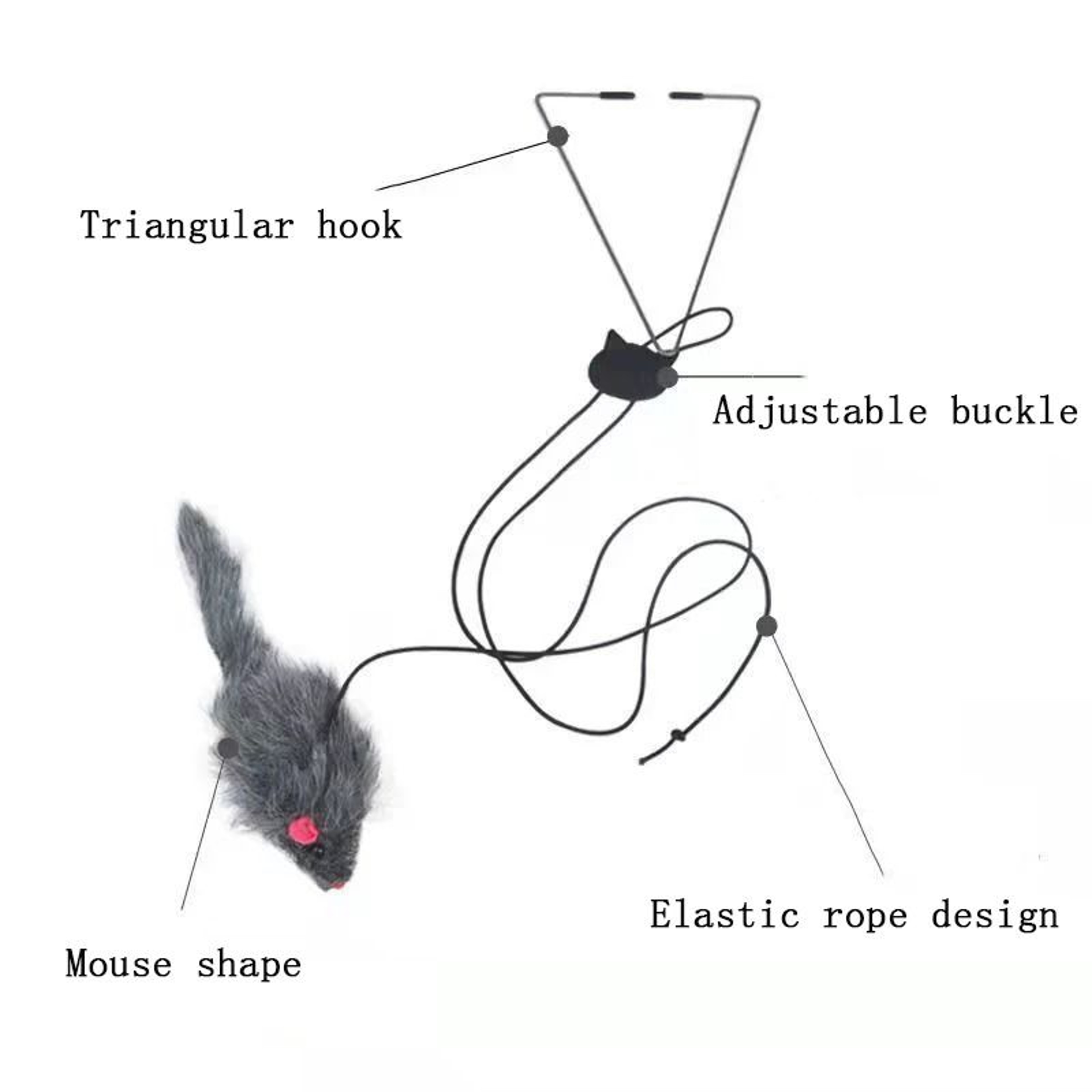 Interactive Hanging Door Cat Toy With Plush Mouse And Elastic Teaser 3