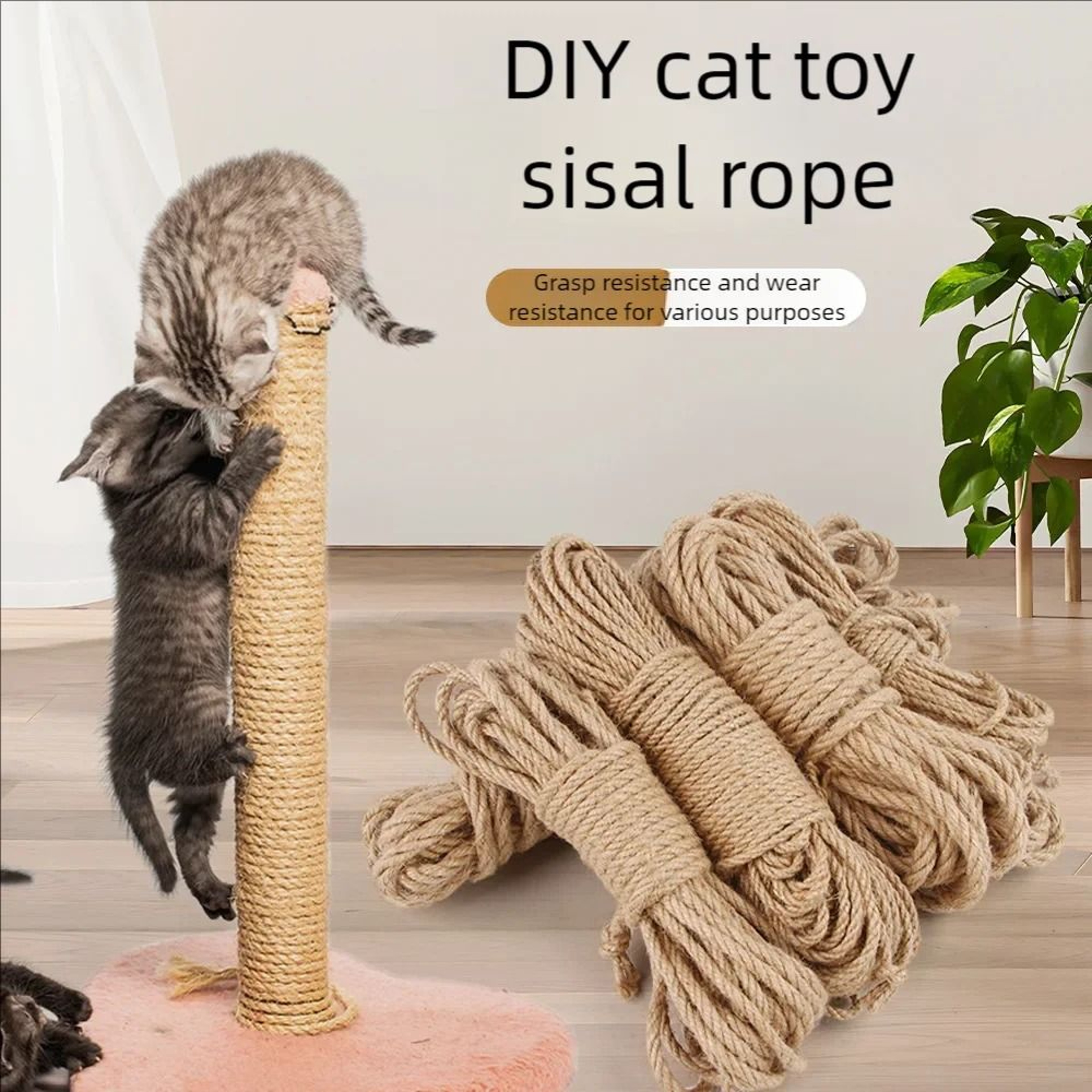 Natural Jute Rope Cat Scratcher Replacement For Cat Trees 7