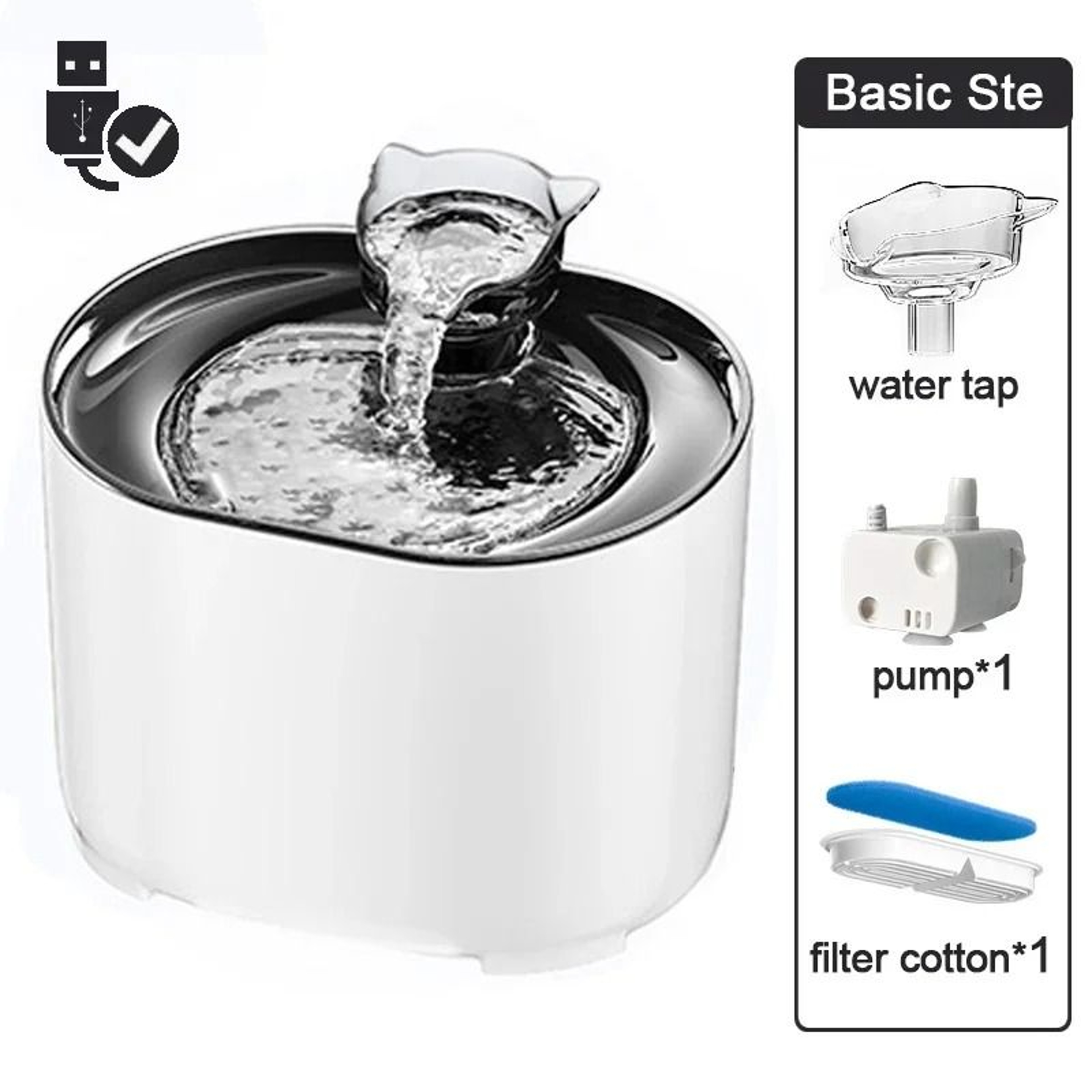 USB Automatic Cat Water Fountain With Quiet Recirculating Filter 3
