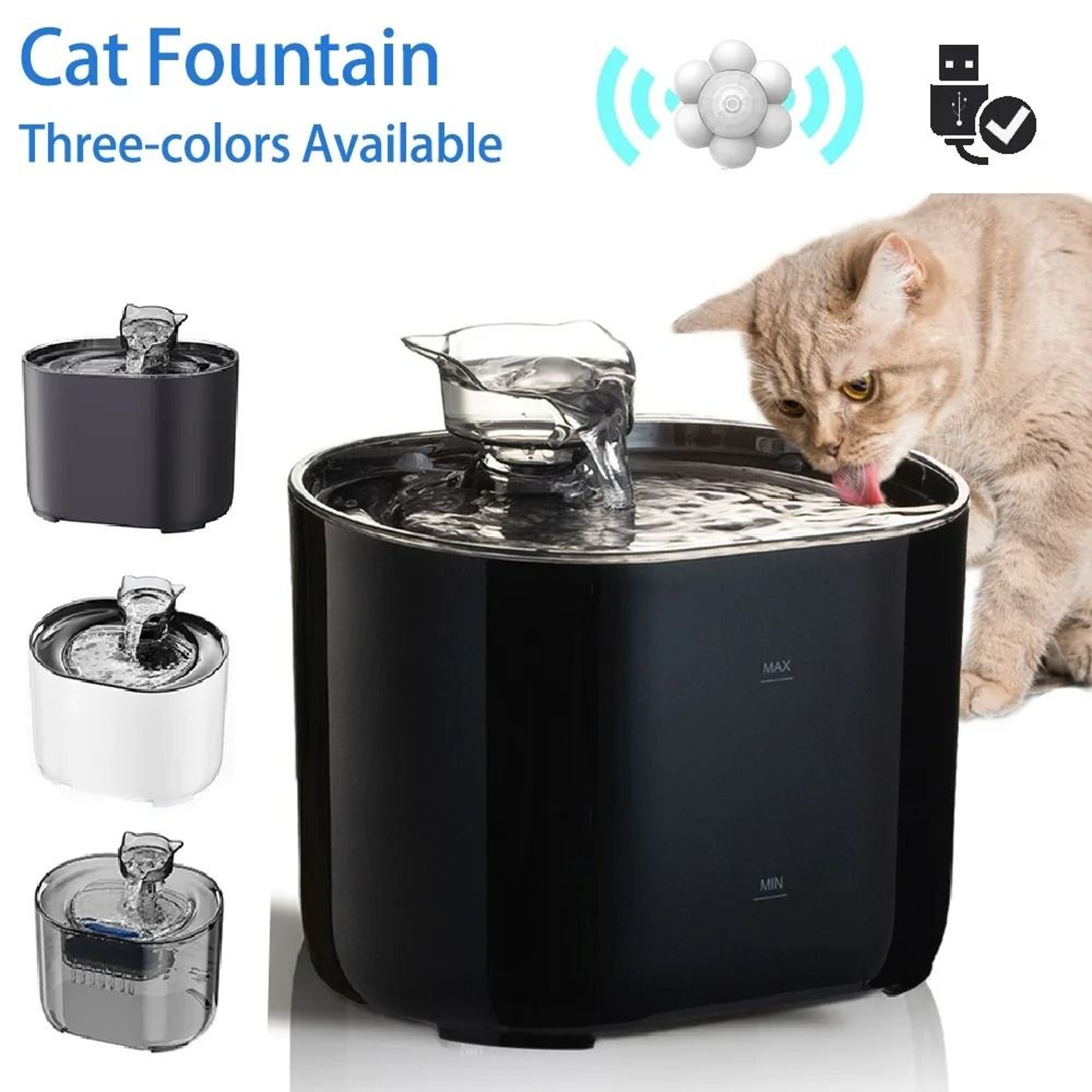 USB Automatic Cat Water Fountain With Quiet Recirculating Filter 0