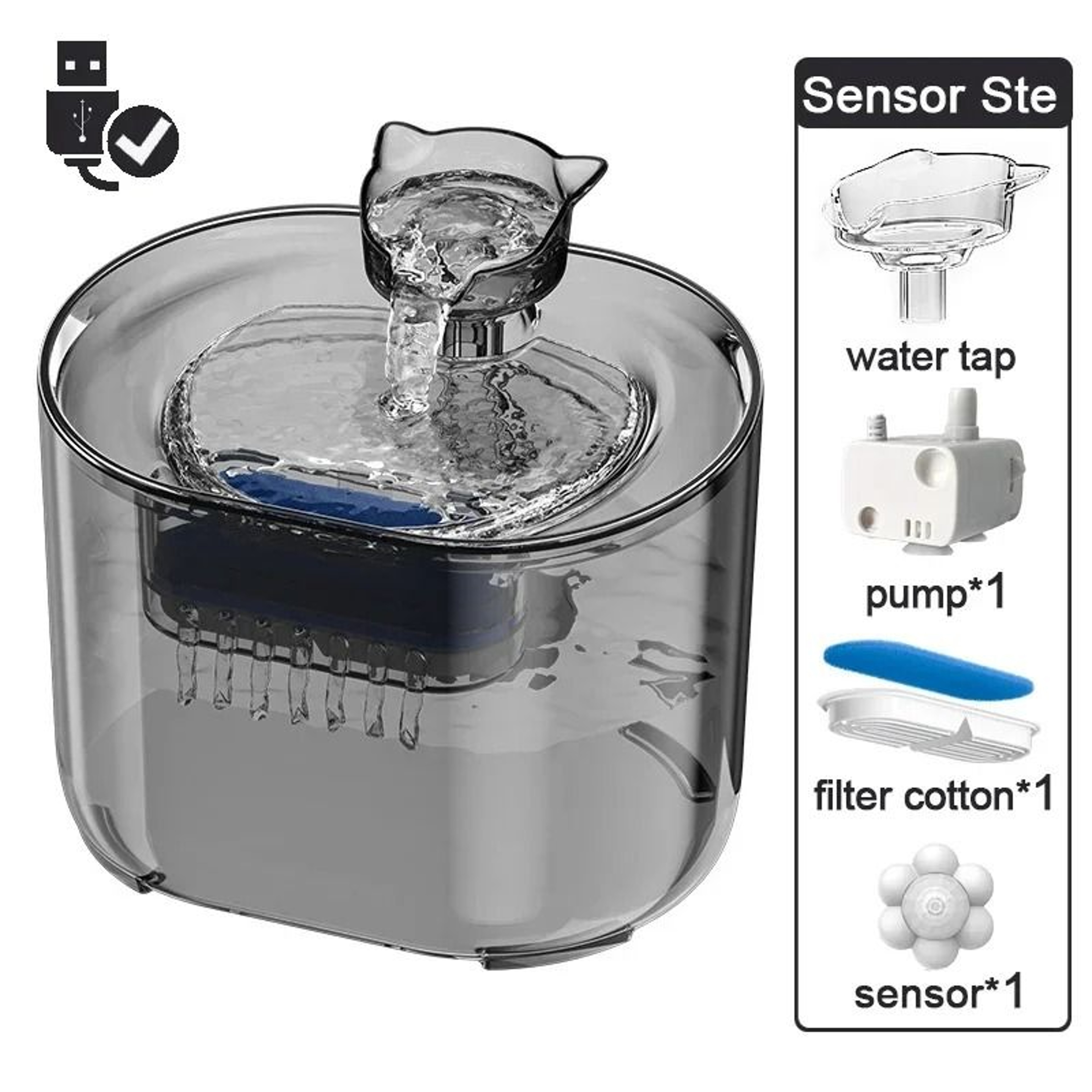 USB Automatic Cat Water Fountain With Quiet Recirculating Filter 5