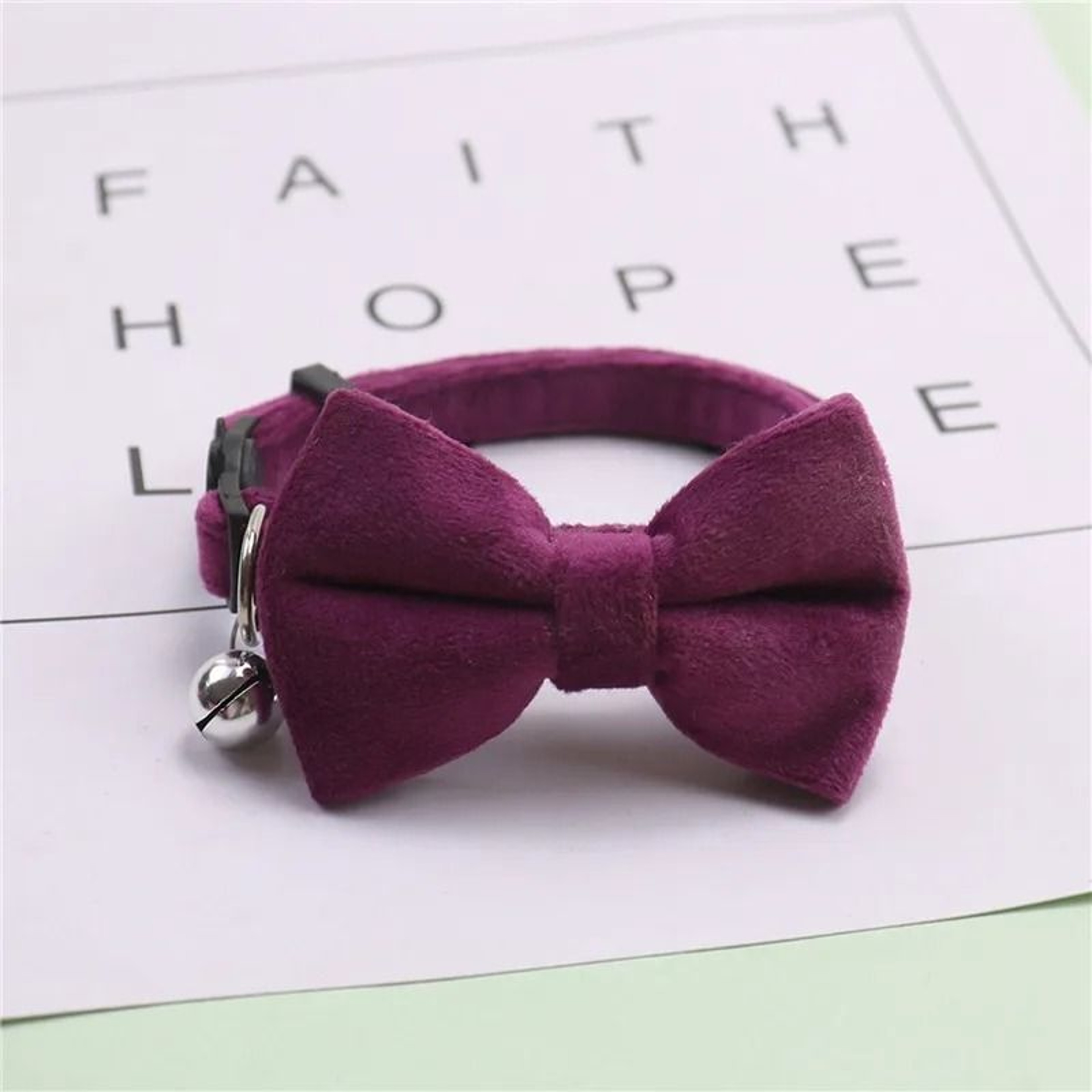 Velvet Bow Tie Cat Collar With Bell And Safety Buckle 5