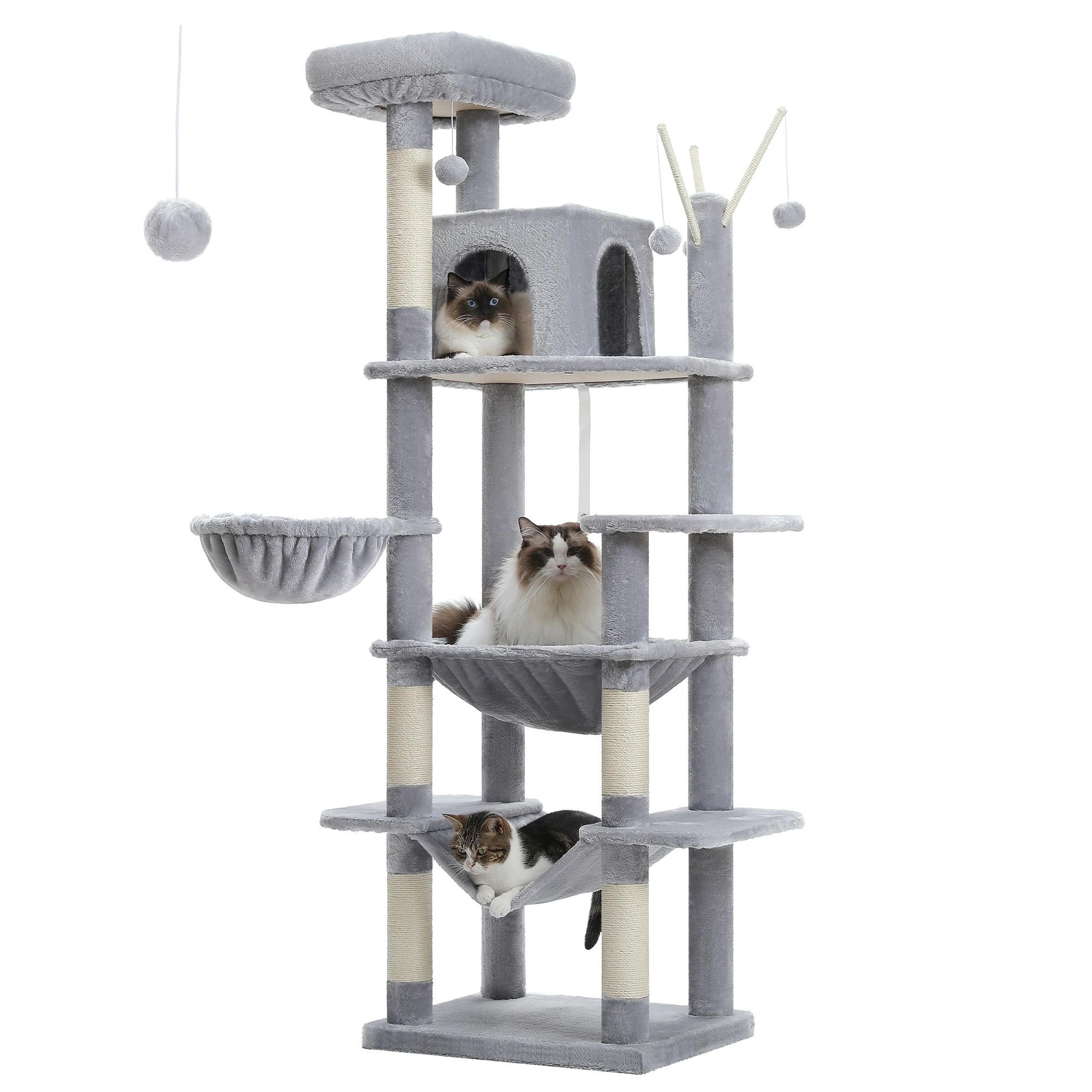 Large Cat Tree Tower With Big Hammock And Scratching Posts 4