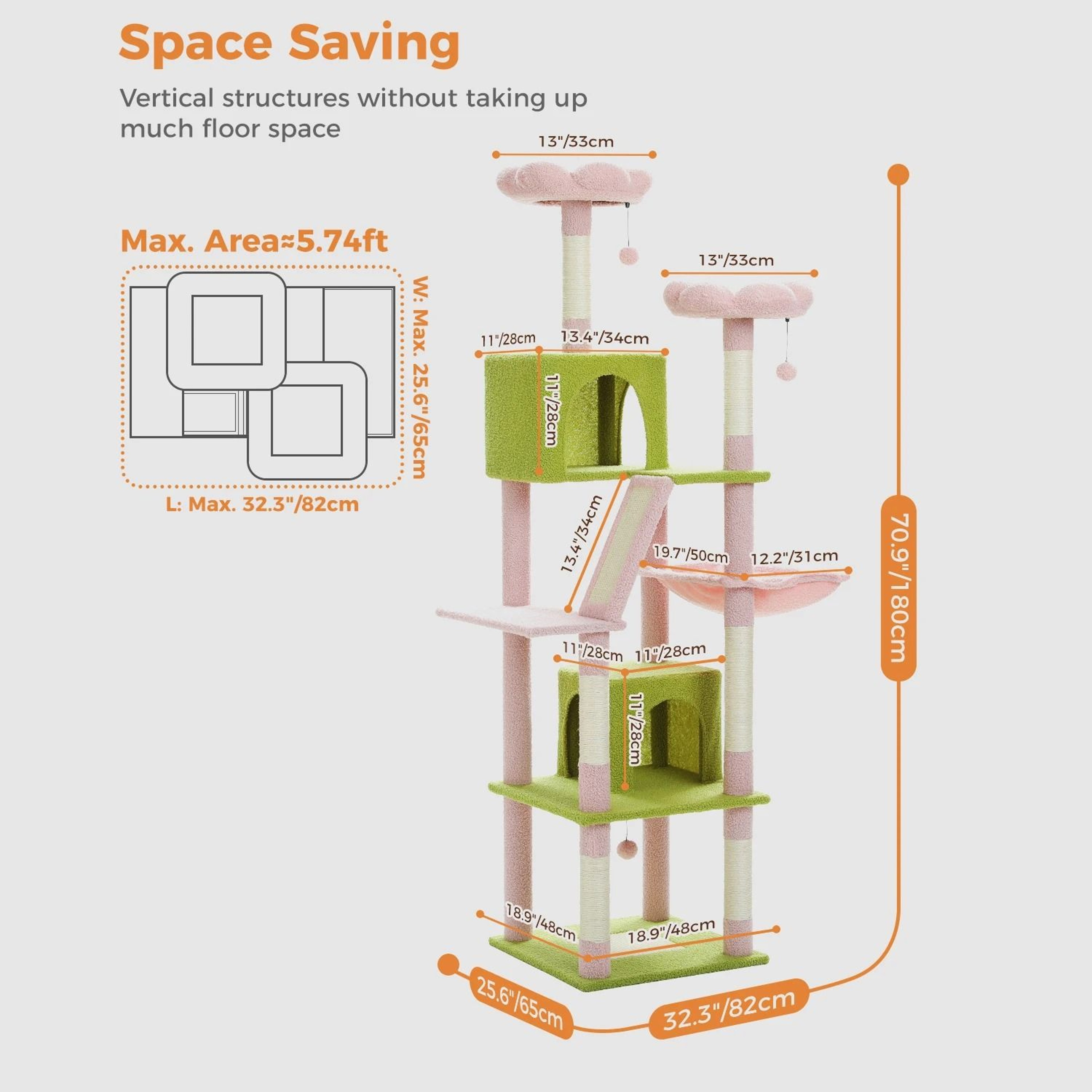 Multi Level Cat Tree Tower With Hammock Condo And Scratching Posts 8
