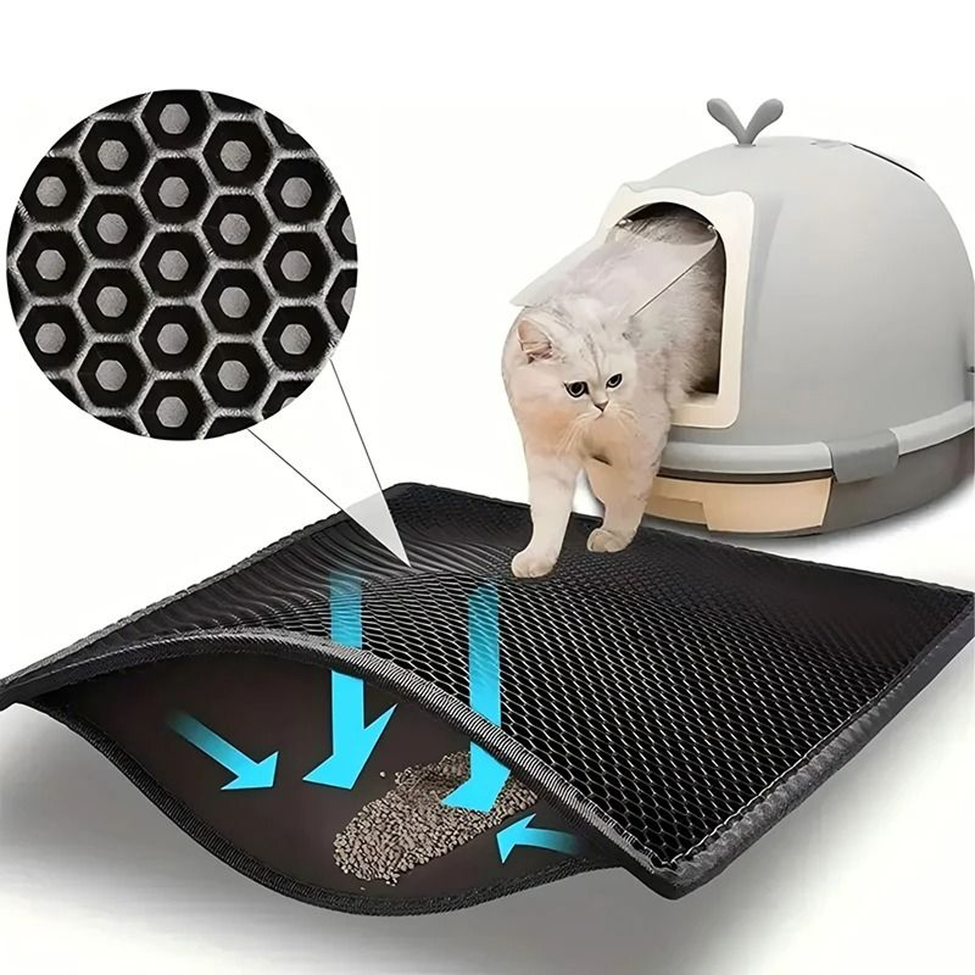 Double Layer Cat Litter Mat Waterproof Non Slip Litter Box Mat For Cleaner Floors 0