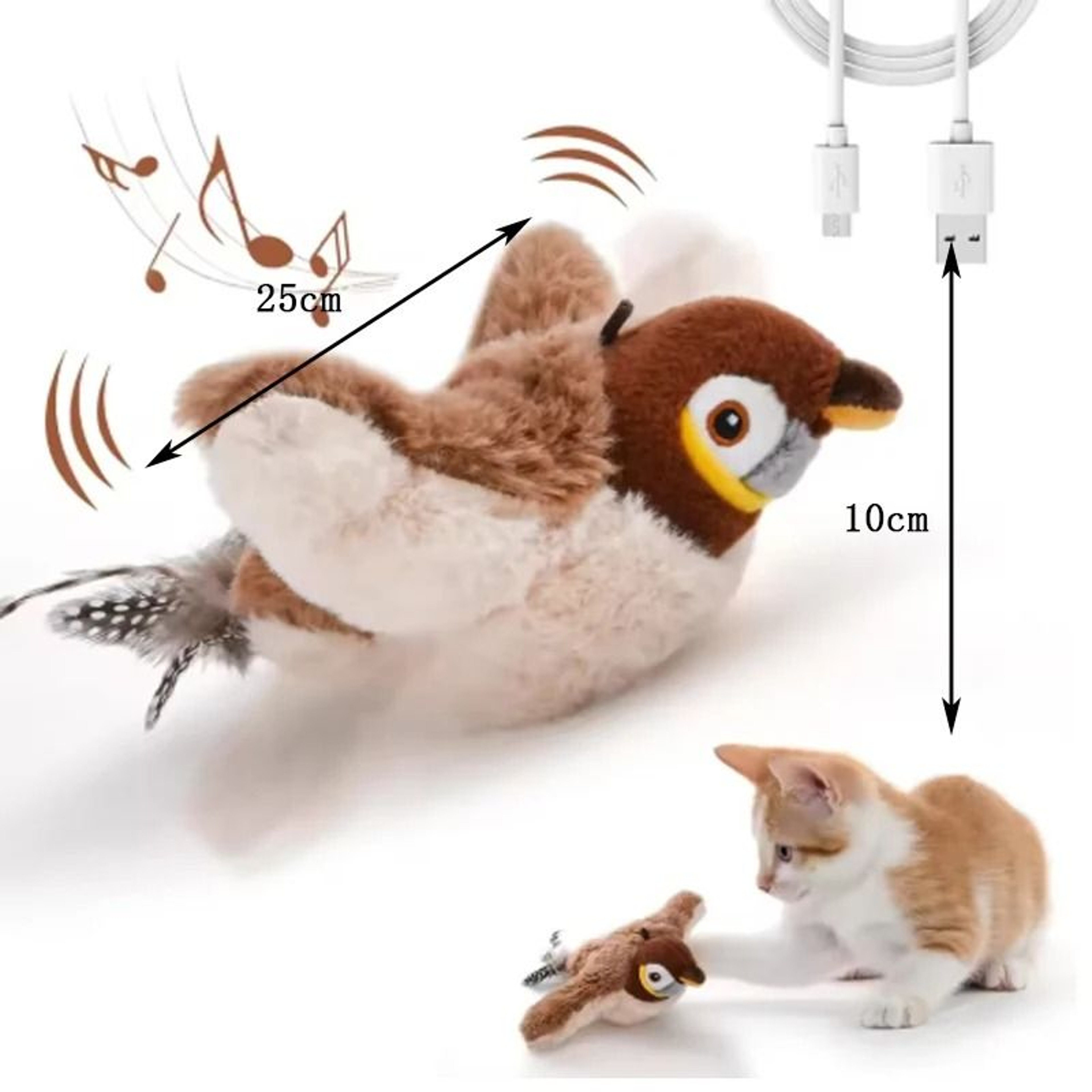 Interactive Flapping Bird Cat Toy Plush For Self Play 1